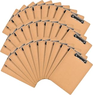 Happyhapi 32 Pack 6x9 Wooden Clipboards Bulk - A5 Small Hardboard Clipboards for Classroom Kids Home Party Eco-Friendly Brown