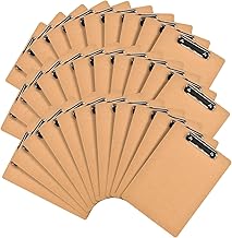 6 x 9 Clipboards Bulk, 32 Pack Small Clip Board, A5 Letter Size Wooden Hardboard Kids Clipboard Pack for Classroom, Party, Home, Brown