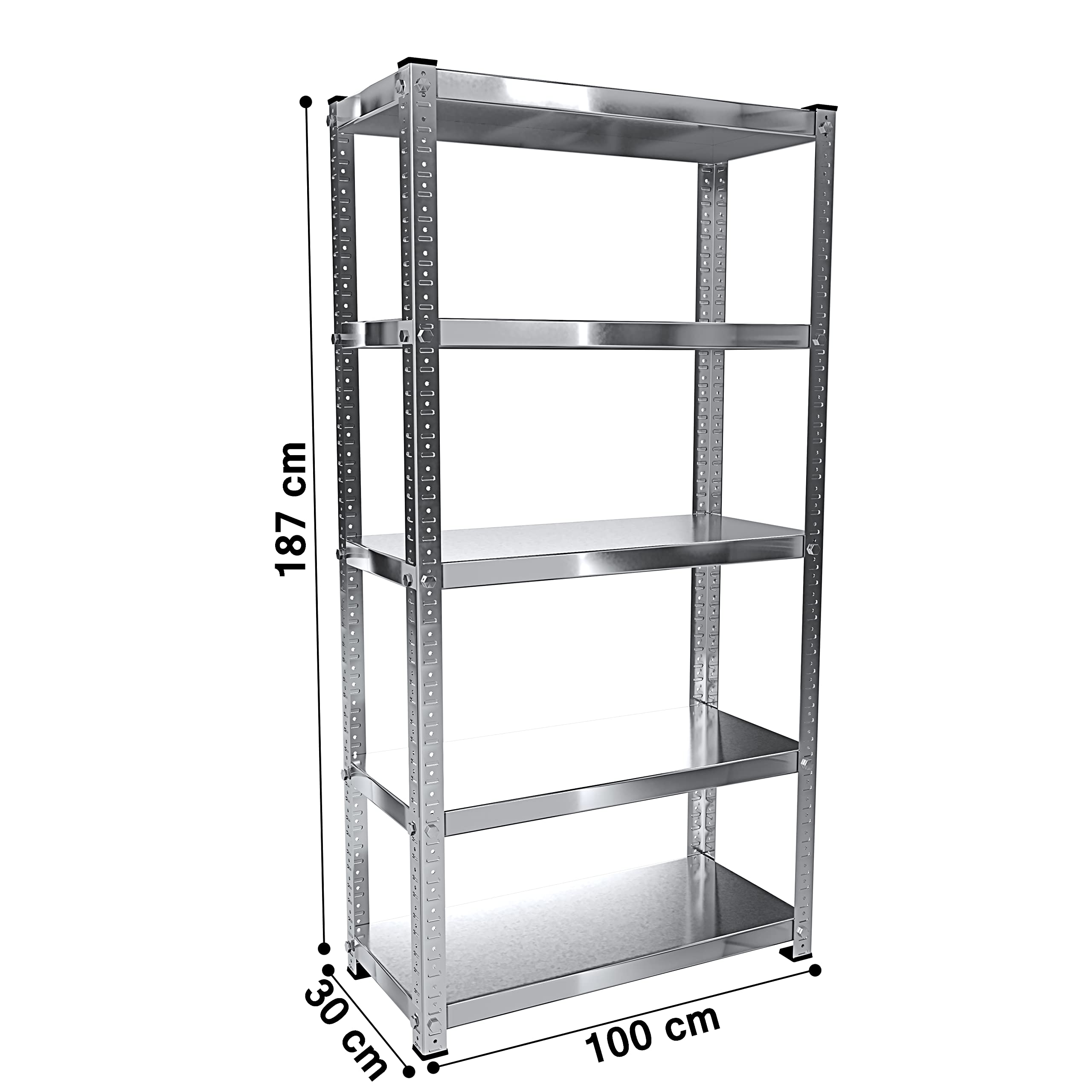Arreditaly 2 Scaffali In Metallo Scaffale Alta Portata Con 5 Ripiani Regolabili Ideale Per Garage Officina Cantina Capannone Magazzino Design Modulare 187 x 100 x 30 cm (2)