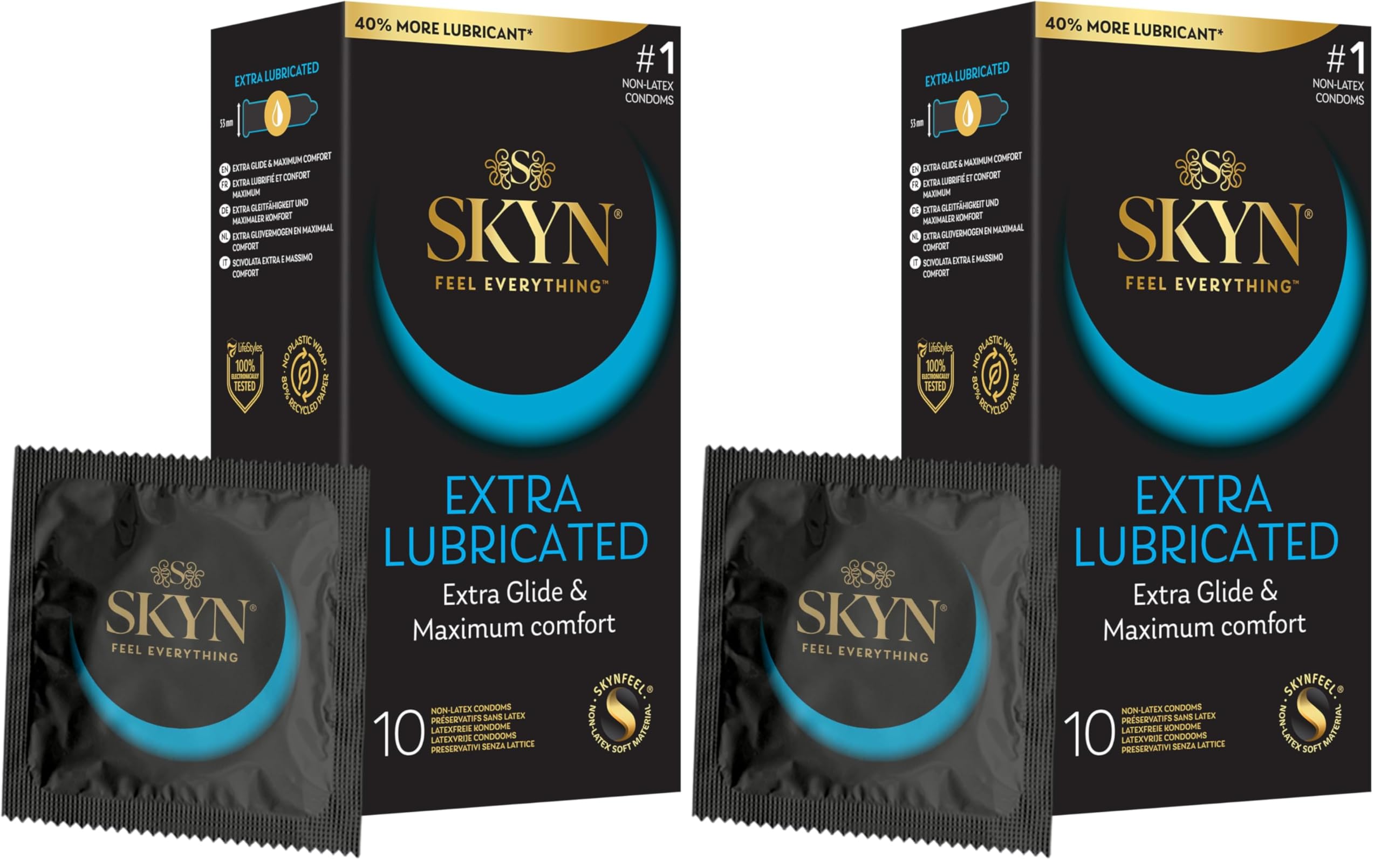 Skyn Extra Feucht 10 latexfreie Kondome, 2er Pack (1 x 10 Stück)