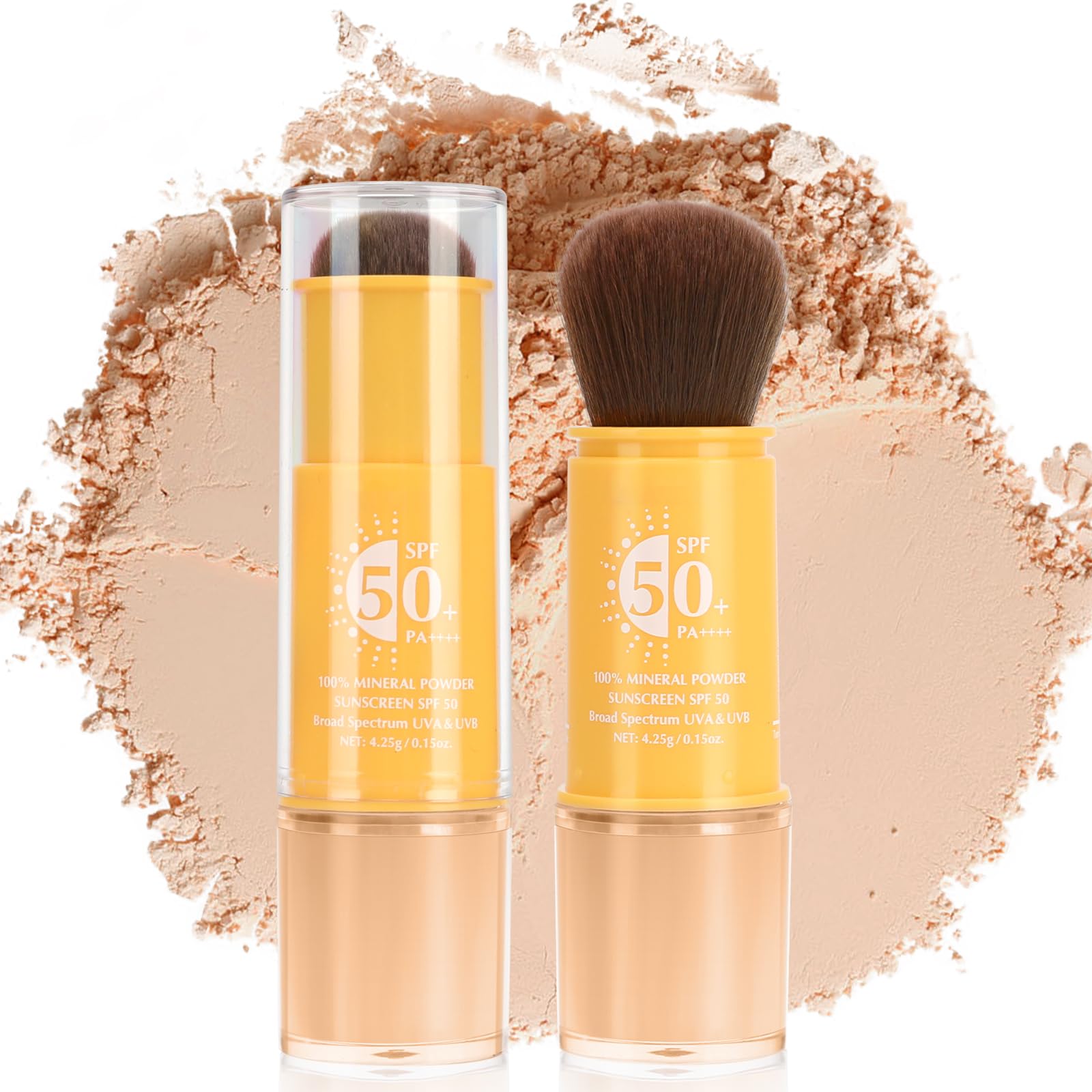 1PCS Mineral Sunscreen Setting Powder – SPF 50 Brush On Powder Sunscreen for Face, Scalp & Hair, Lightweight Breathable Lasting Oil Control, Natural Matte Finish Loose for All Skin Types（03# Medium） 1-PCS（03# Medium）
