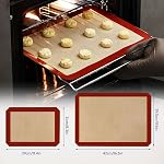 KitchenRaku 3-Pack Tapis de cuisson en silicone, (16,5 po x 11,6 po) 2 Demi-feuilles + 1 Feuilles de cuisson en silicone réutilisables pour four, BPA Mats antiadhésifs gratuits pour les cookies, macarons et pâtisseries