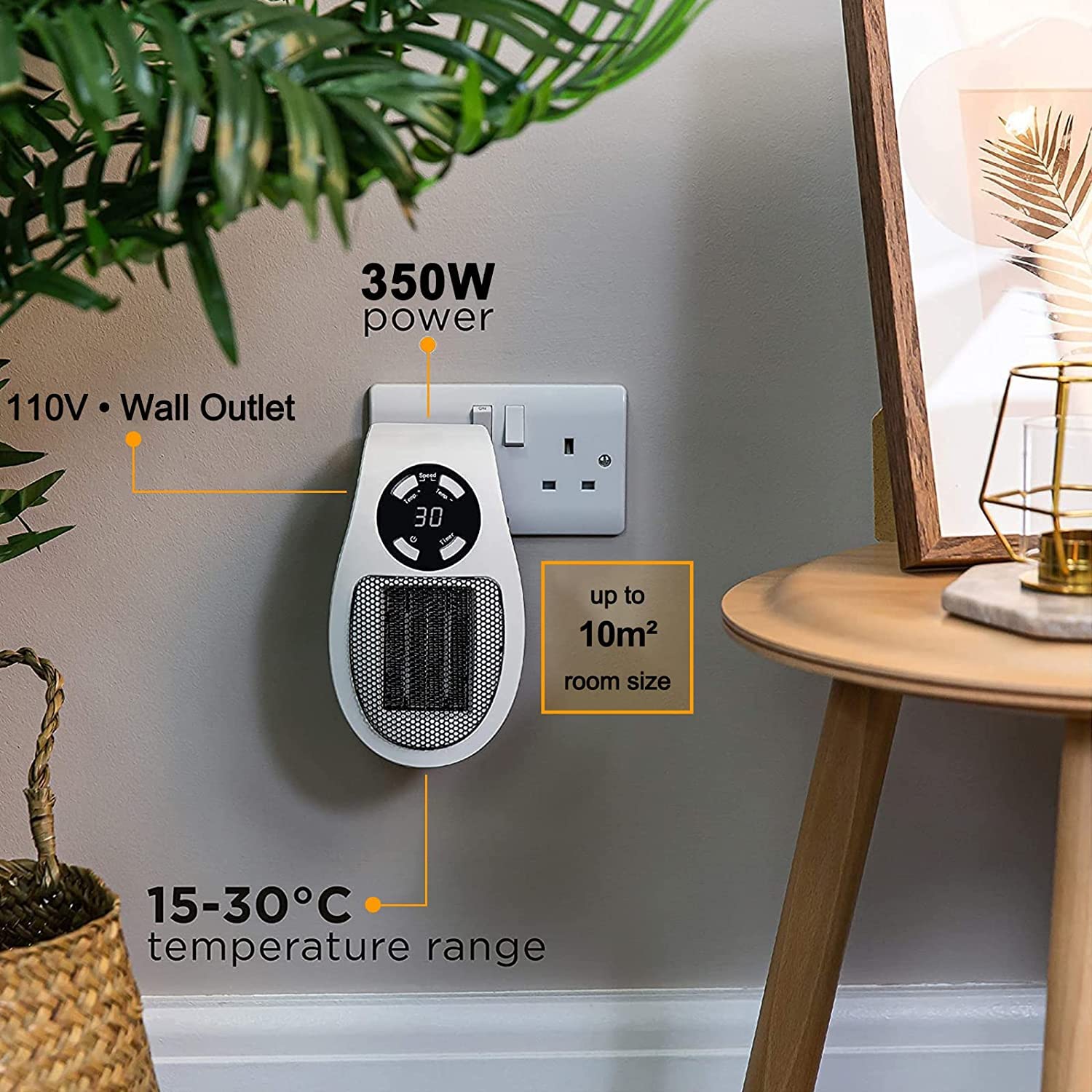 Electric Portable Space Alpha Heater - 500W Small Heater Plug In Wall with  Thermostat, Timer, Led Display, Fast Heating, Low Noise Space Heaters for  Indoor, Office, Bathroom 2023 : Amazon.ca: Home