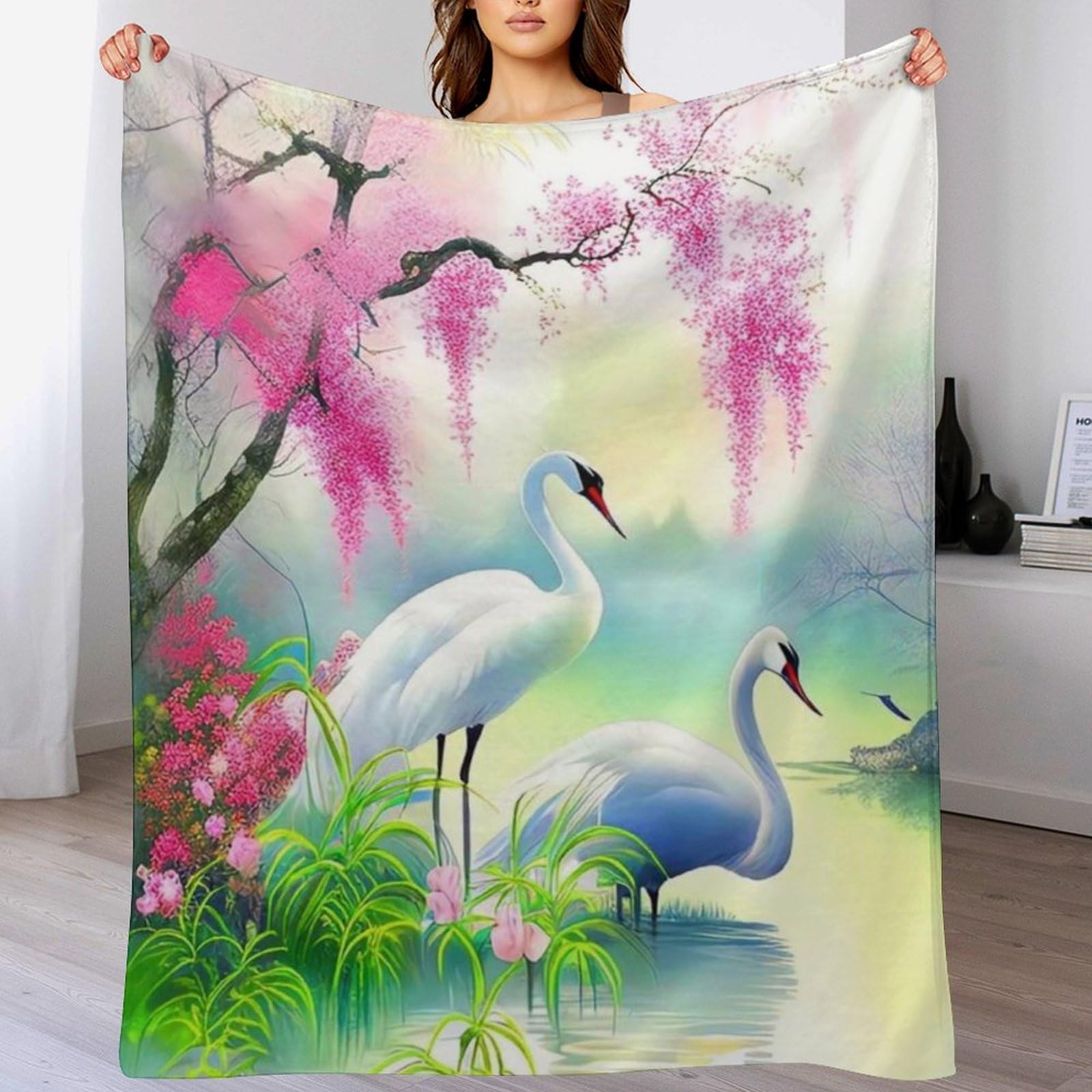Manta ligera de sofa polar transpirable 140x180 de garzas para cama de adultos