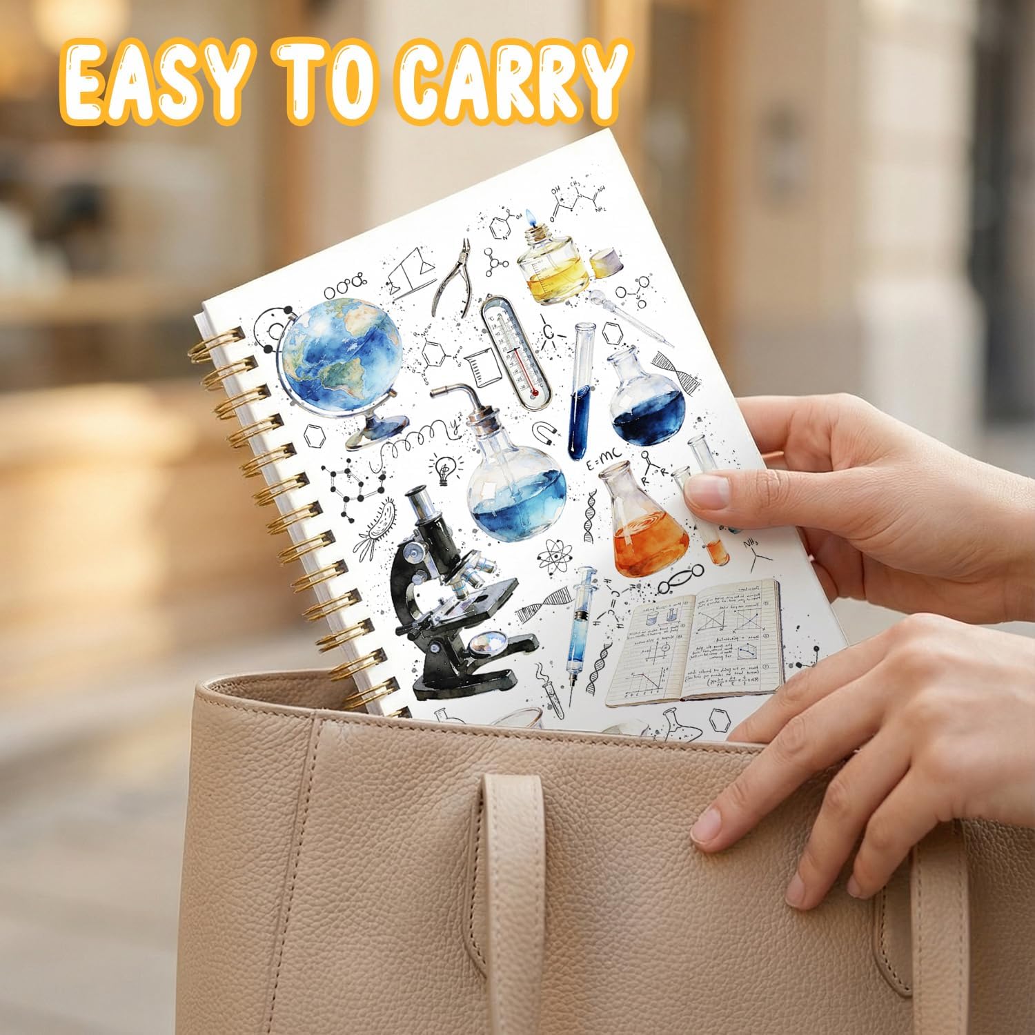 Science Lab Spiral Notebook, STEM Gift for Students and Teachers, Chemistry Journal for Study Notes, Cute Laboratory Scientist Themed Planner, 5.5x8.3 Inch Back to School Supplies image 5