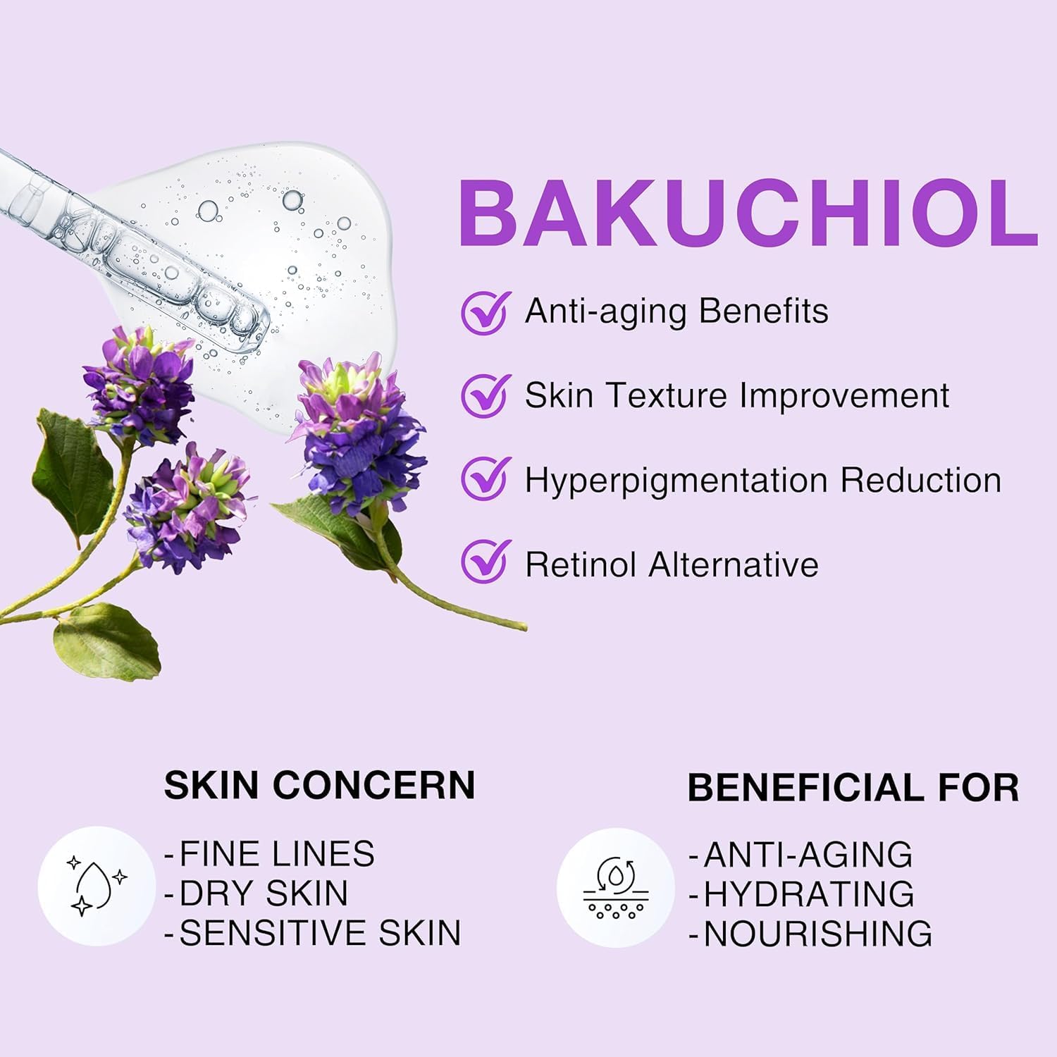 Advanced Bakuchiol Retinol Rejuvenation Serum - For Face Anti Aging Wrinkle Care and Hyaluronic Acid With Moisturize, Wrinkle Reduction Skin Firming & Smoothing, Vitamin C to Brighten - Image 3