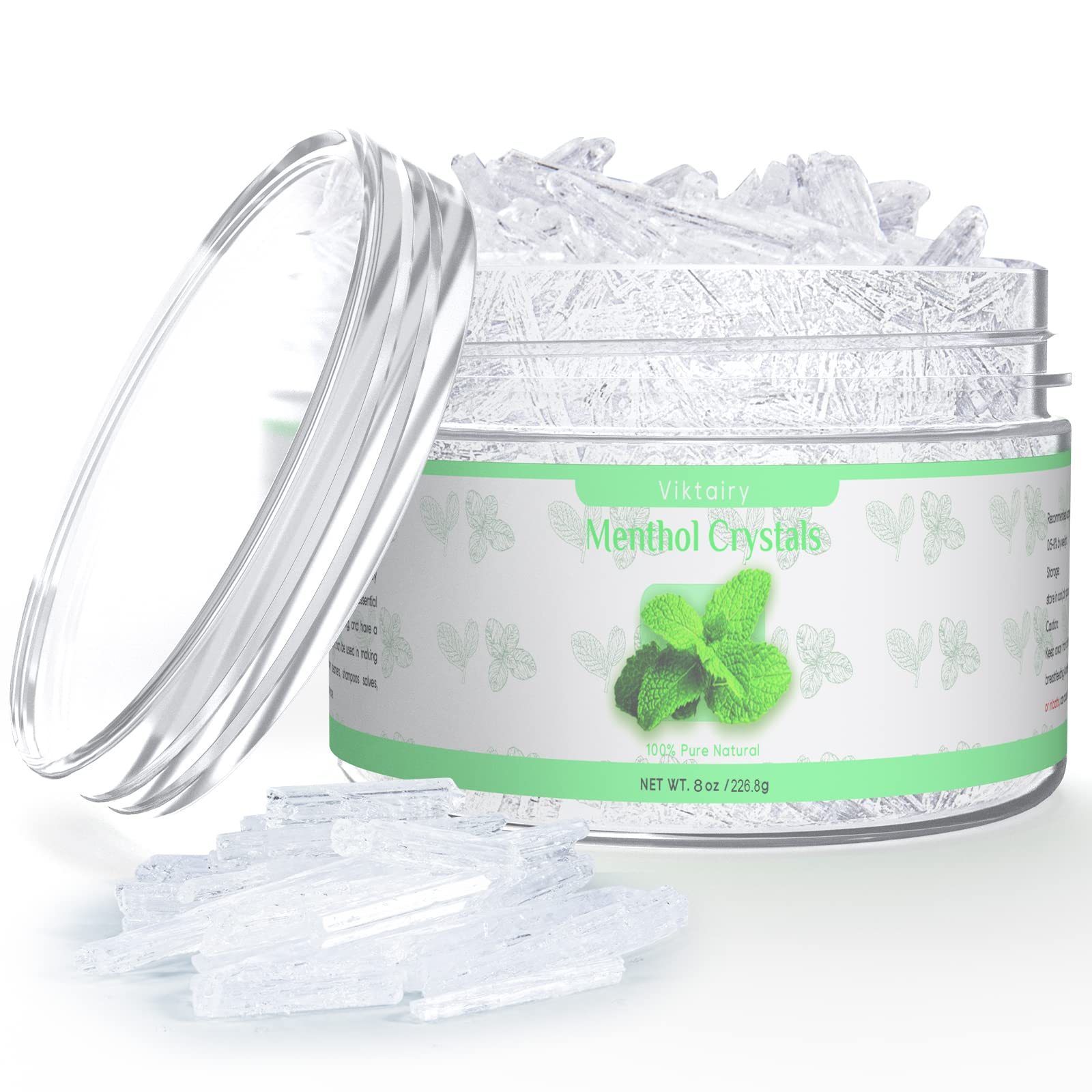 Menthol Crystals Bulk 8 oz, 100% Pure Organic Mint Crystals| Great for Making Shower Steamers, Creams and Soaps