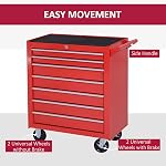 HOMCOM Rolling Tool Chest, 7-Drawer Lockable Tool Cabinet with 4 Wheels, Handle, Toolbox Storage Organizer for Garage, Workshop, Repair Shop, Red