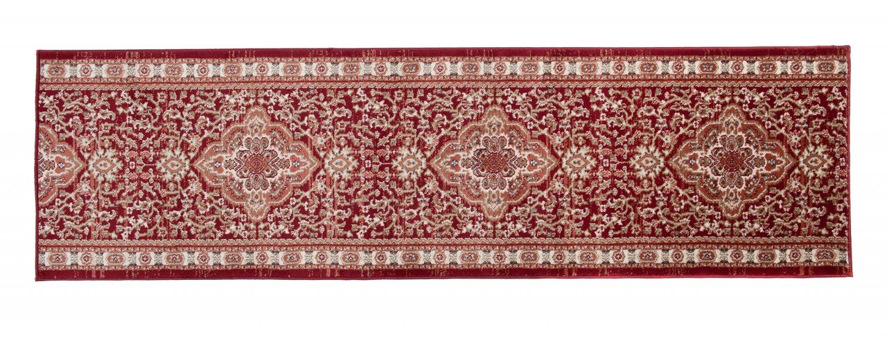 Carpeto Tapis de Couloir Couloir 80x175cm Rouge Classique Traditionnel Doux | Tapis de Couloir pour Cuisine Buanderie Chambre Entrée Chauffage au Sol Facile D'entretien Poils Mi-Longs Vendu au Mètre