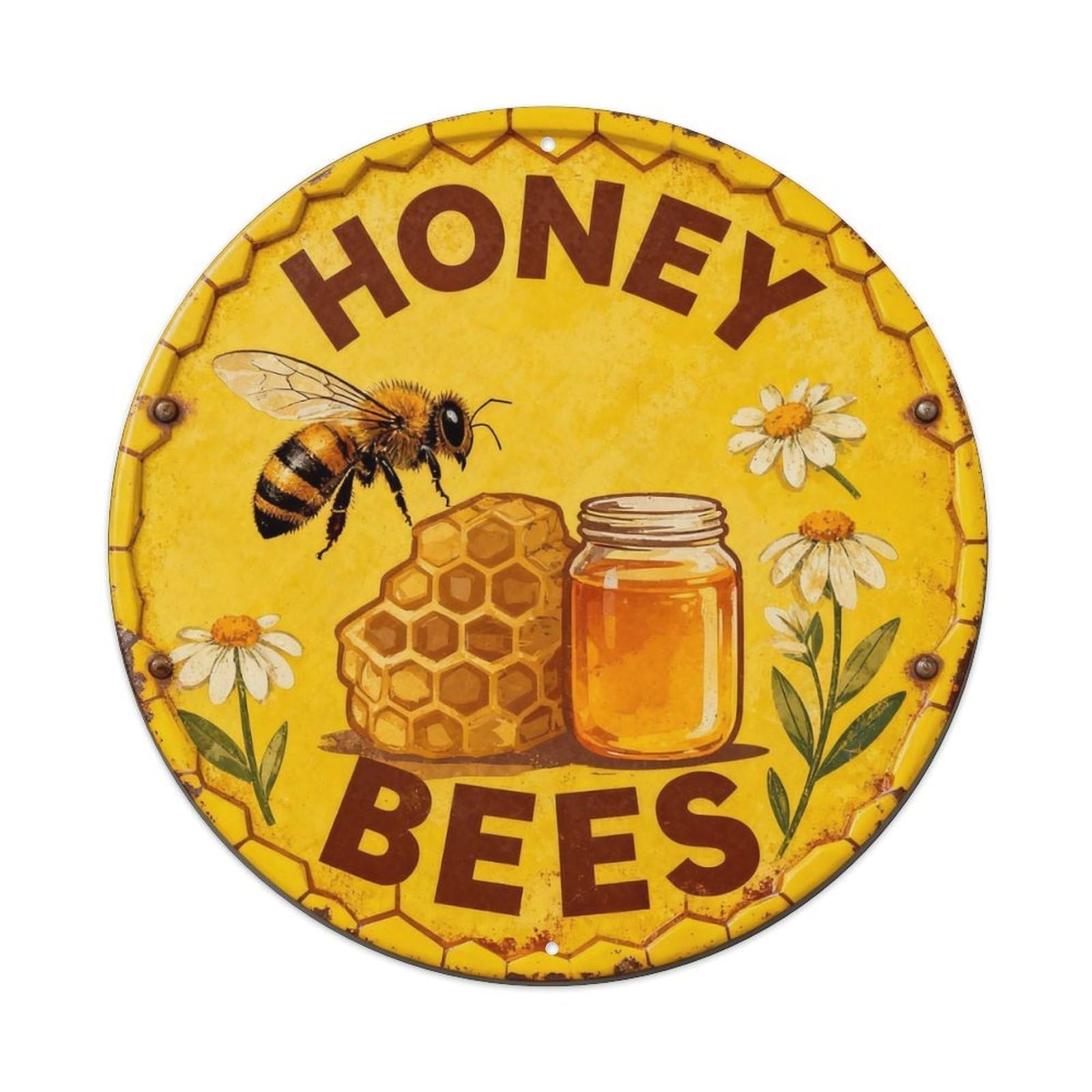 Honey Bees Metal Tin Sign Plaque