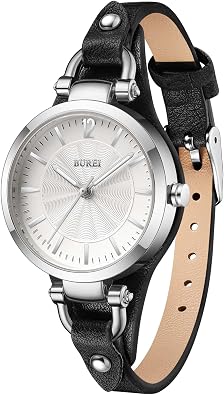 BUREI Women Watches Simple Leather Strap Watch Analog Quartz Watches Small Thin Ladies Watch Bracelet Band Wristwatch, Gifts for Women