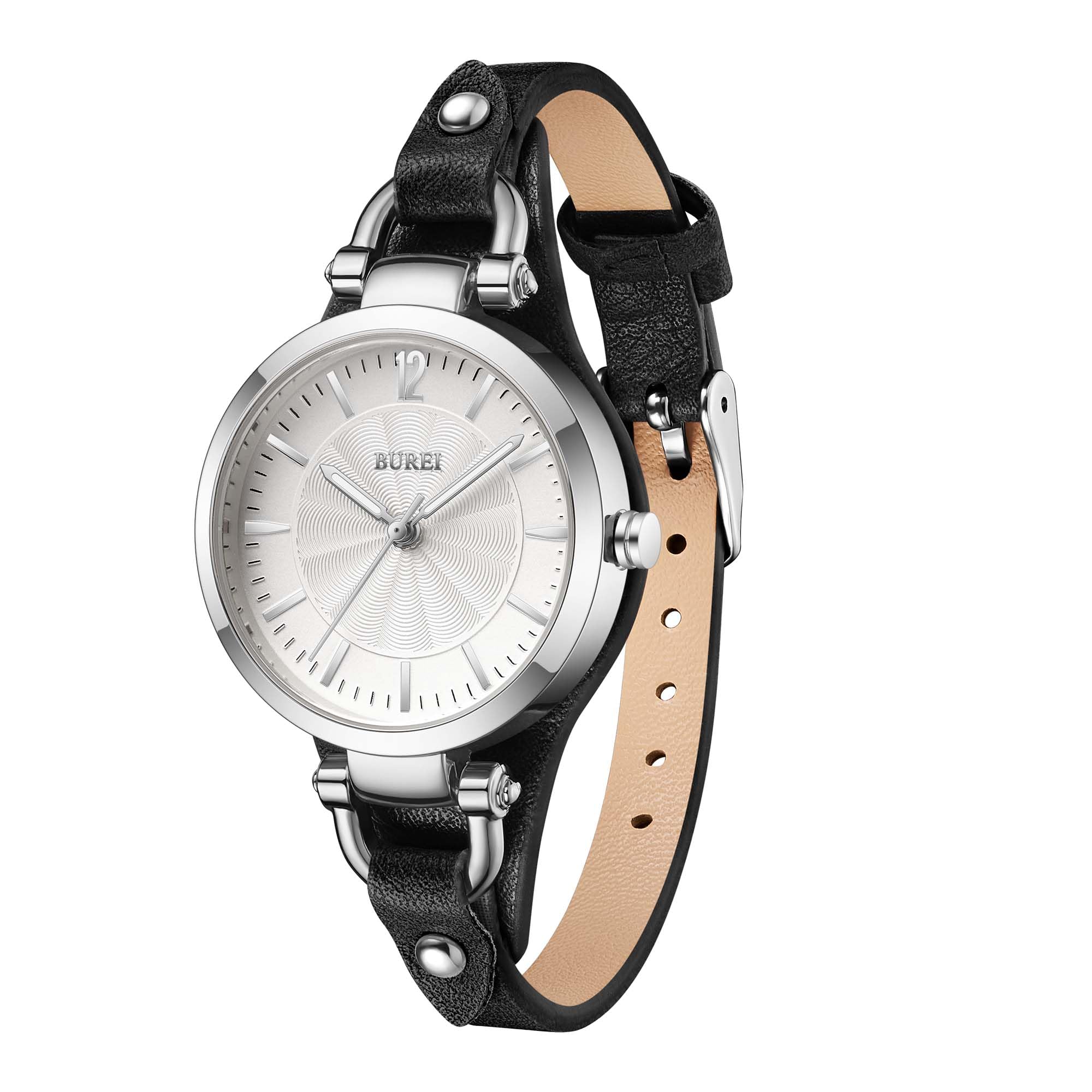BUREI Women Watches Simple Leather Strap Watch Luxury Quartz Watches Small Thin Ladies Watch Bracelet Band Wristwatch Relogio Feminino