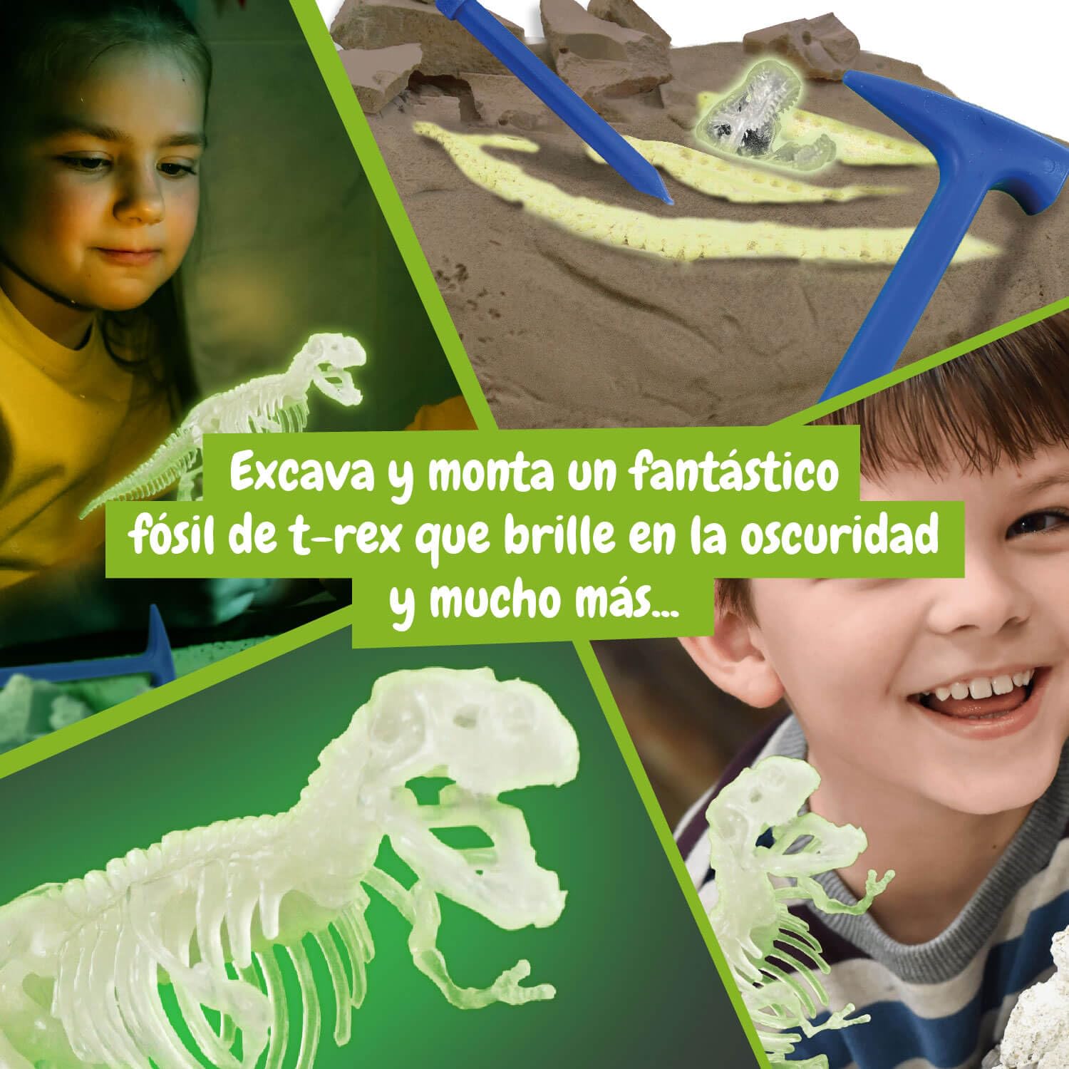 Science4you T-Rex Excavaciones Fósiles para Niños y Niñas - Excava y Encuentra Fosiles Dinosaurios Que Brillan en la Oscuridad + Juguetes de Dinosaurios para Niños y Niñas, Juegos, Regalos 6+ Años