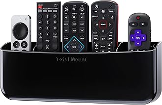 TotalMount Hole-Free Remote Holder ââ‚¬â€œ Eliminates the Need to Drill Holes in Your Wall (Premium Black Holder for 5 or 6 Remotes)