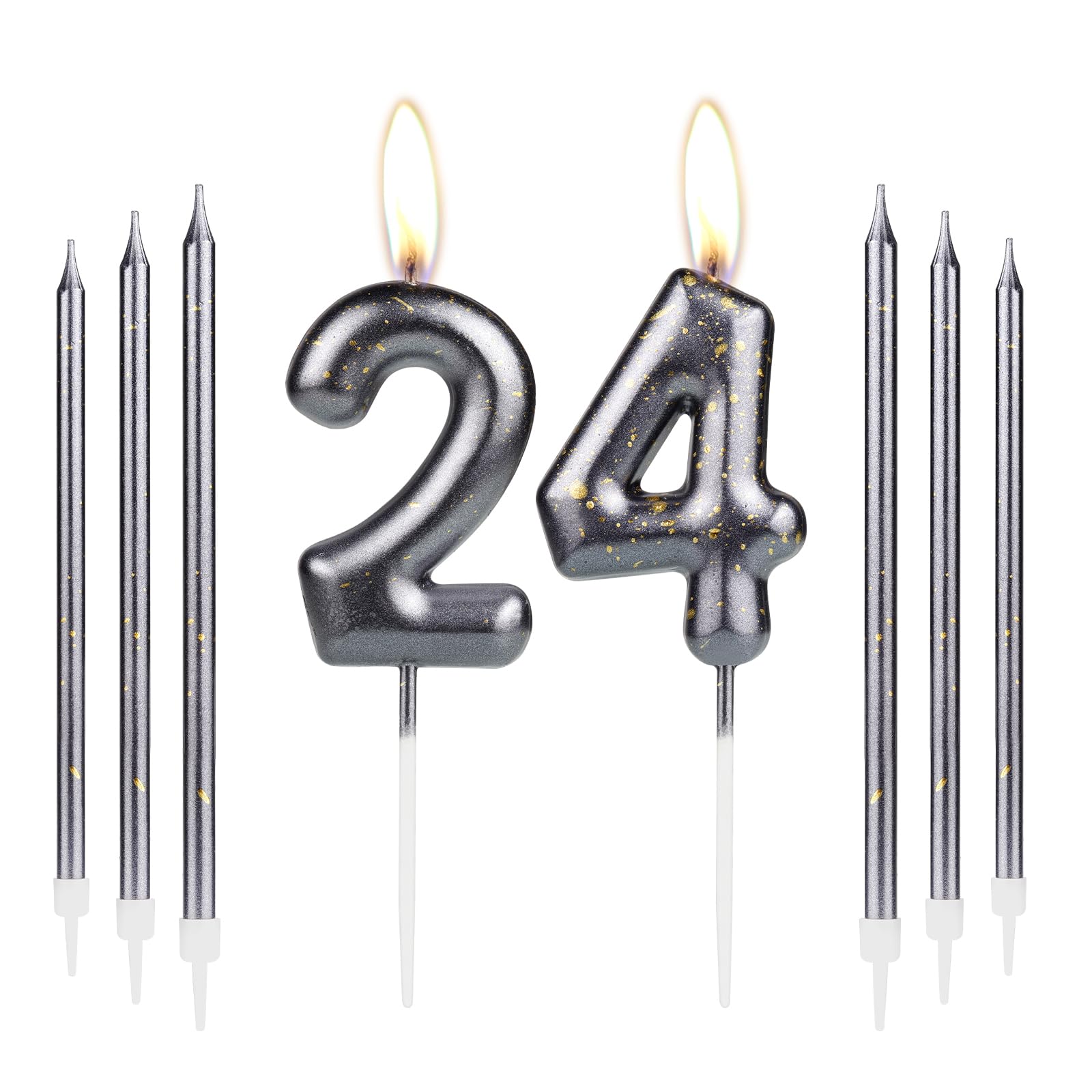 Velas negras de cumpleaños 24 y 42 para pasteles, número 24 y 42 para decoración de tartas para fiestas, aniversarios, bodas, celebraciones Velas negras de cumpleaños 24 y 42 para pasteles, número 24 y 42 para decoración de tartas para fiestas, aniversarios, bodas, celebraciones