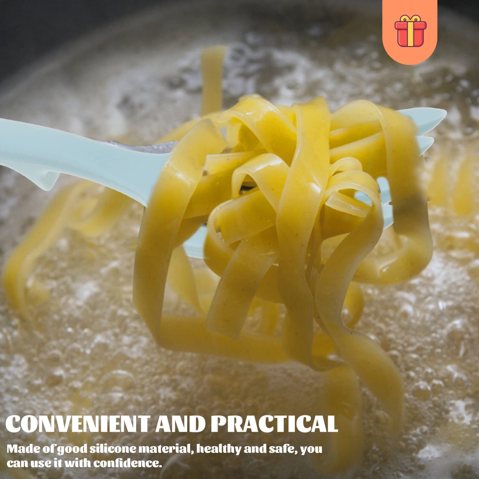 FRCOLOR Kitchen Pasta Fork Large Ergonomic Cooking Utensil for Spaghetti Noodles Washable Nonstick Safe Comfortable Grip for Home Cooking Housewarming