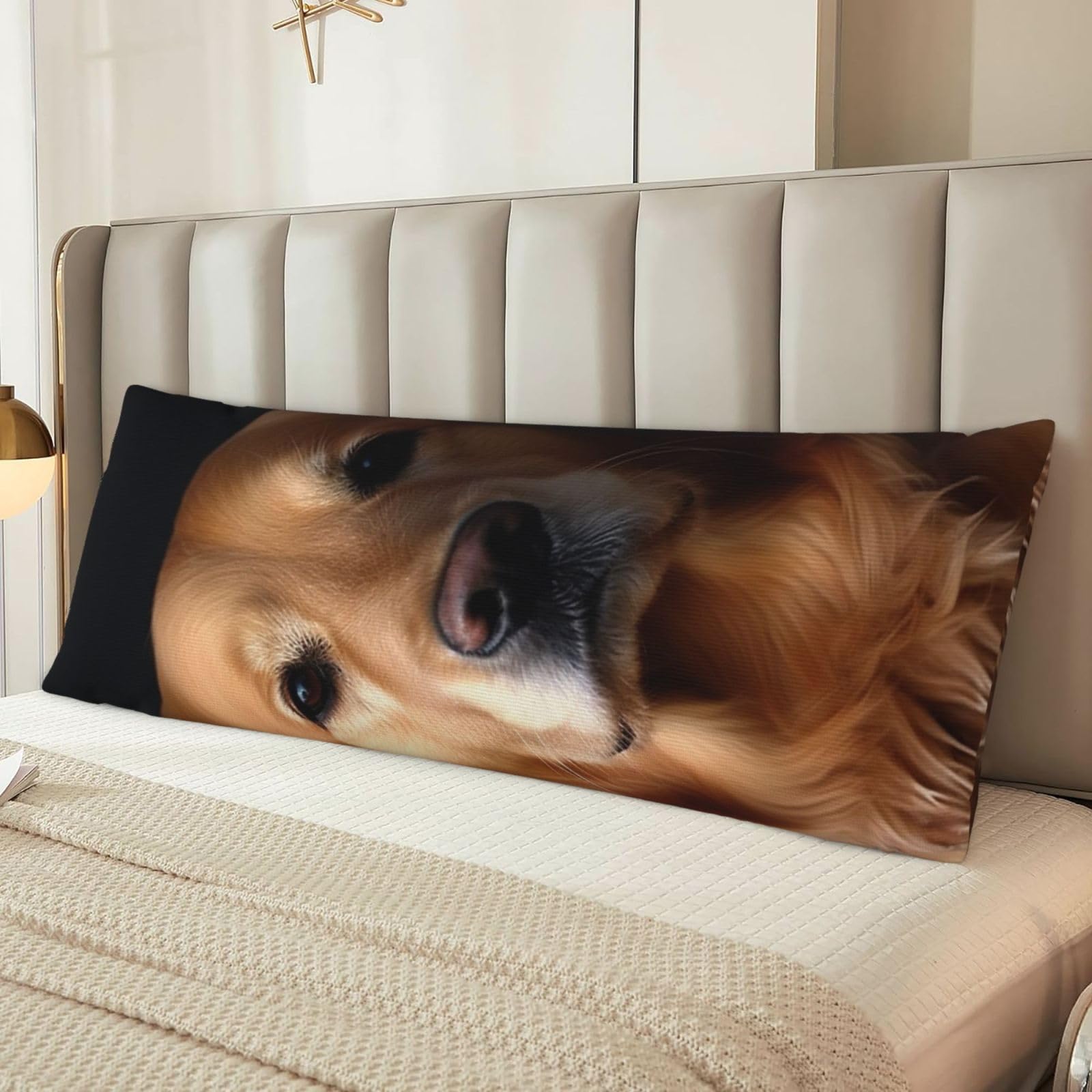 Fodpand Women's Black Golden Retriever Body Pillow Cover 20X54 Inches Soft Microfiber Long Pillow Case For Sleeping & Side Sleepers Comfy Breathable Decorative Body Pillowcase Gifts For Men