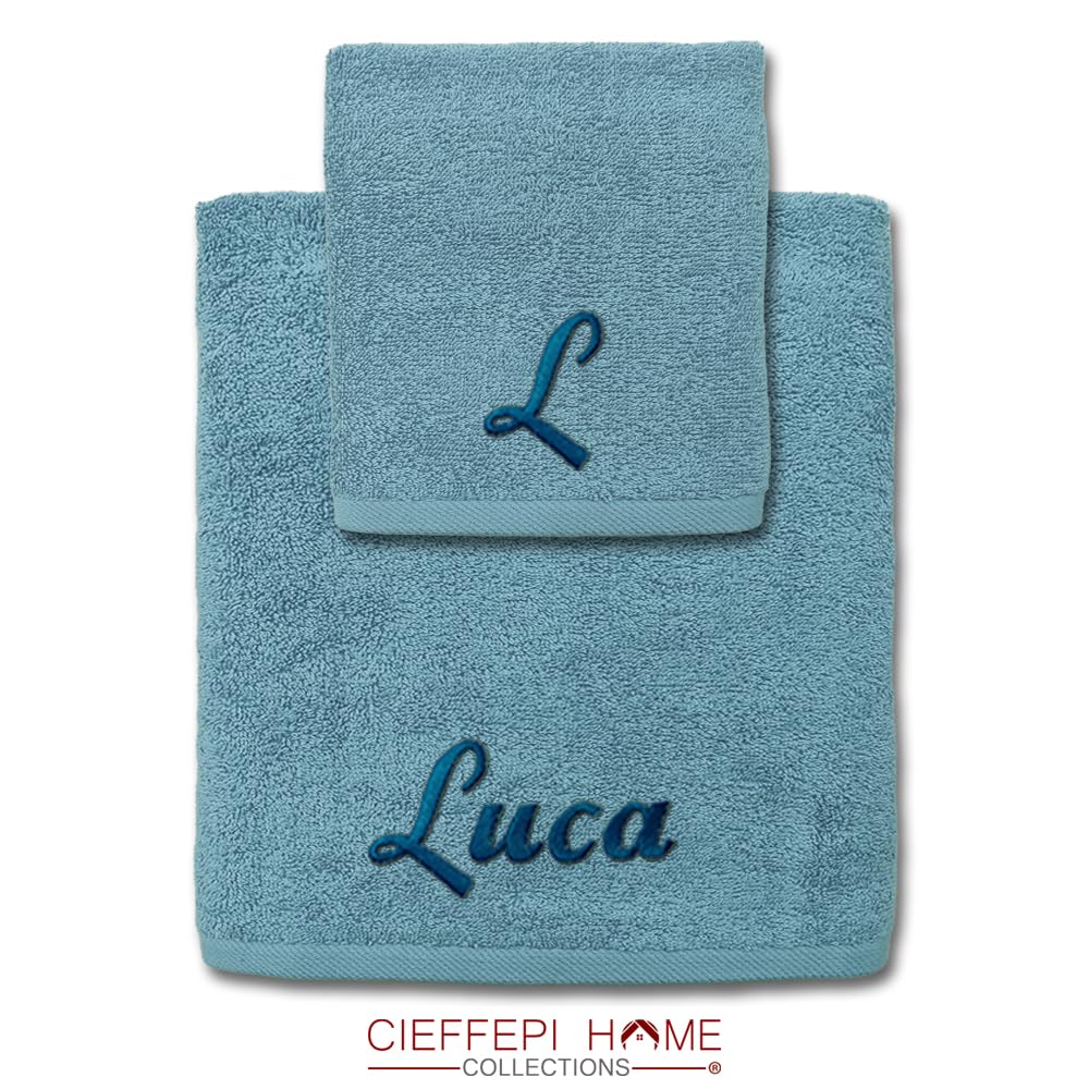 Set Asciugamani Bagno Personalizzati - Cotone Spugna 460gr/mq - Con Ricamo Nome/Iniziali - Arancione - Foto 5