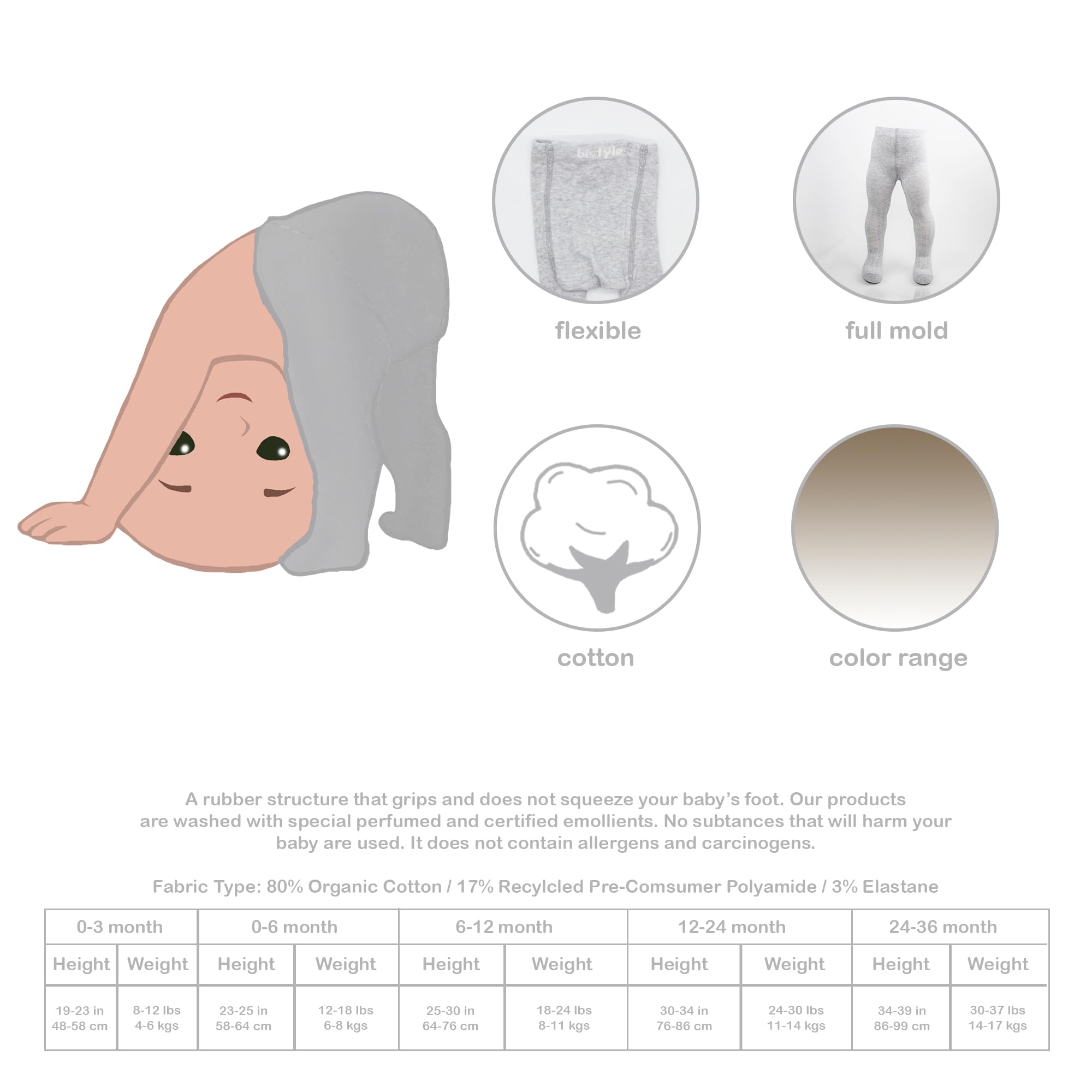 bistyle Collants pour bébé fille, doux, en coton biologique, collants pour enfants, collants chauds pour filles, confortables
