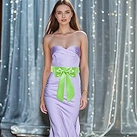 Vista 27 de obmwang Cinturón de satén de boda para ocasiones especiales, faja nupcial de 4 pulgadas de ancho, doble cara