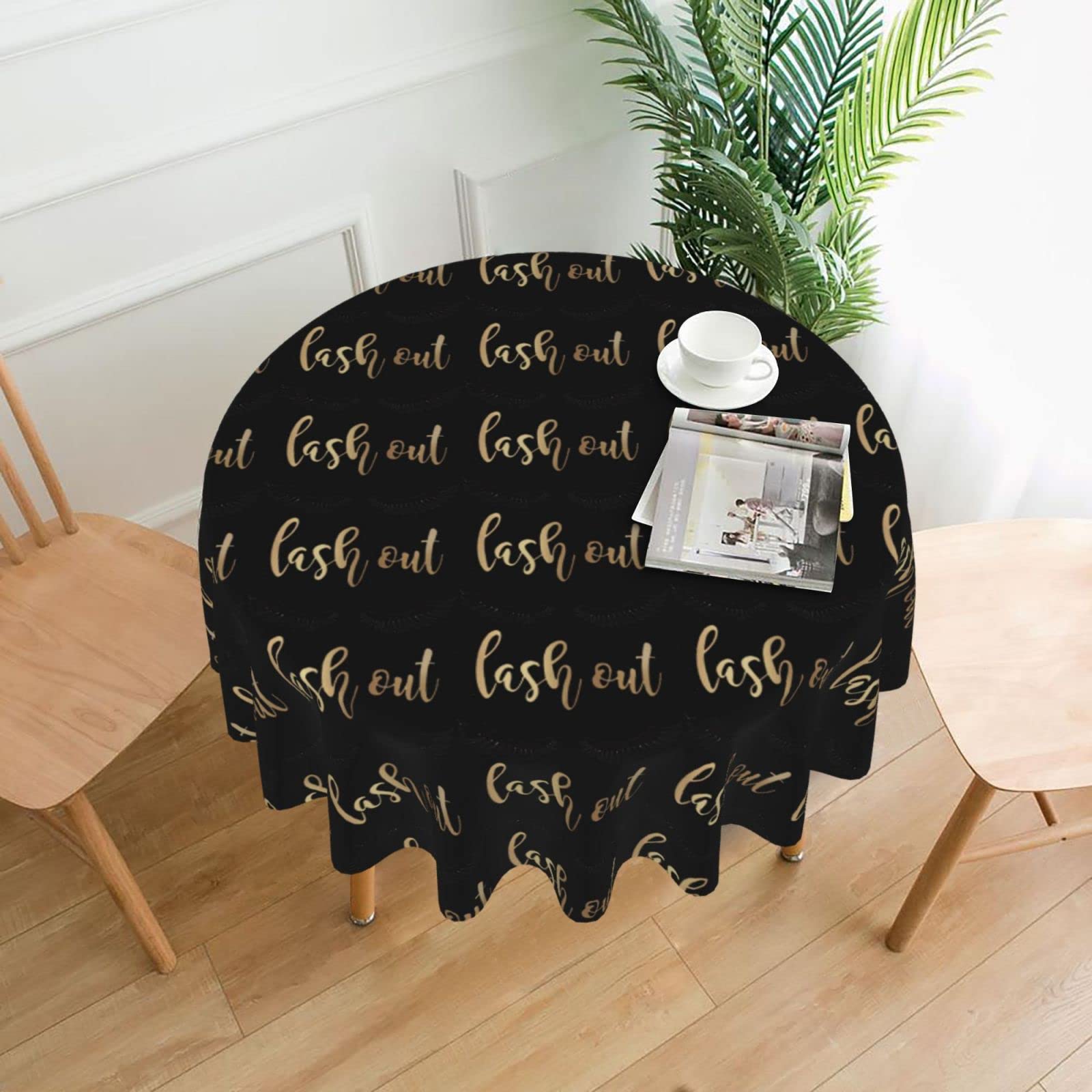 HJFCZH Eyelash Prints Round Decorative Tablecloth 60in - High-Grade Polyester Throw for Dinners, Weddings & Everyday Use
