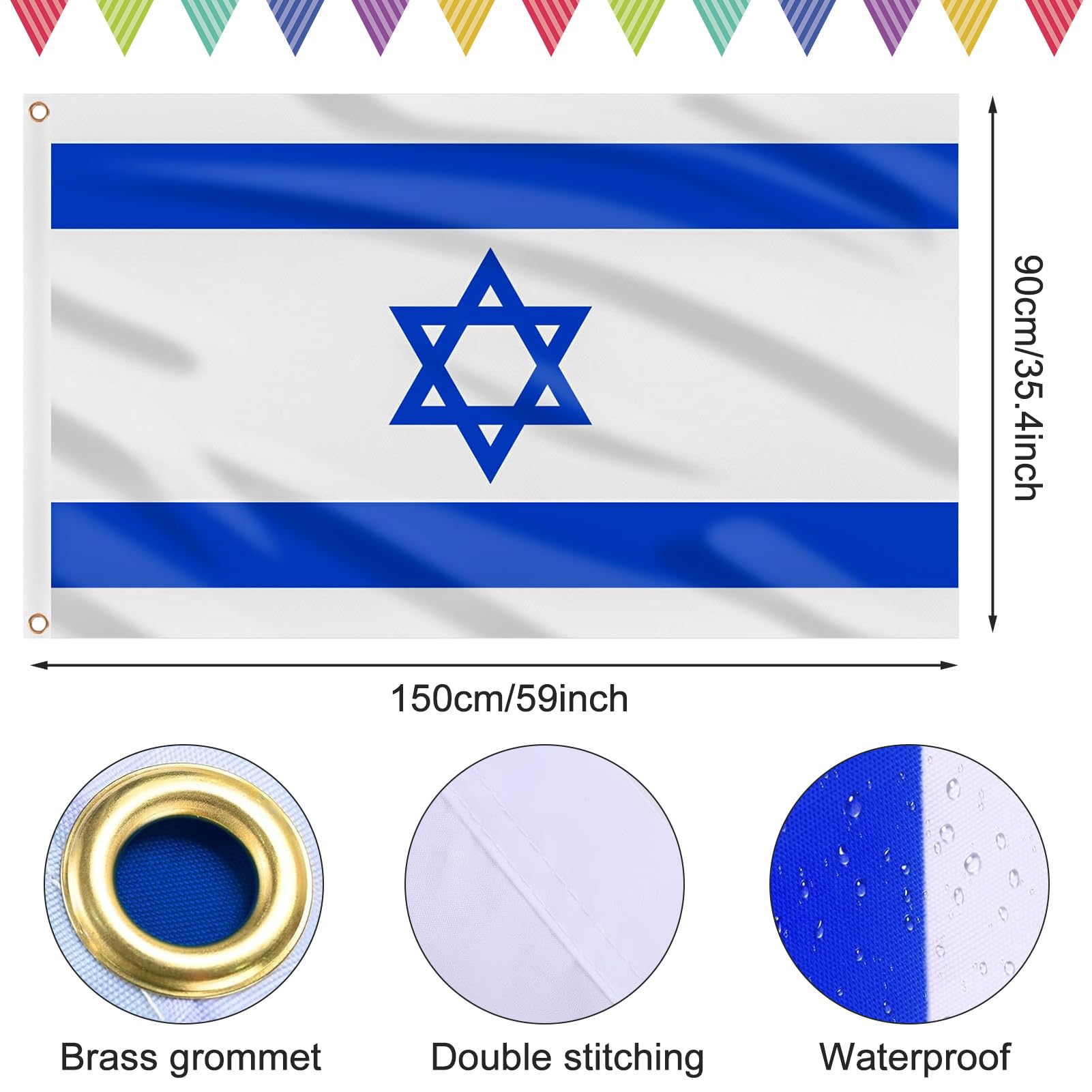 LOORGVEL 10 Stück Israel Flaggen - Faltbare Polyester Handflaggen 20x28cm