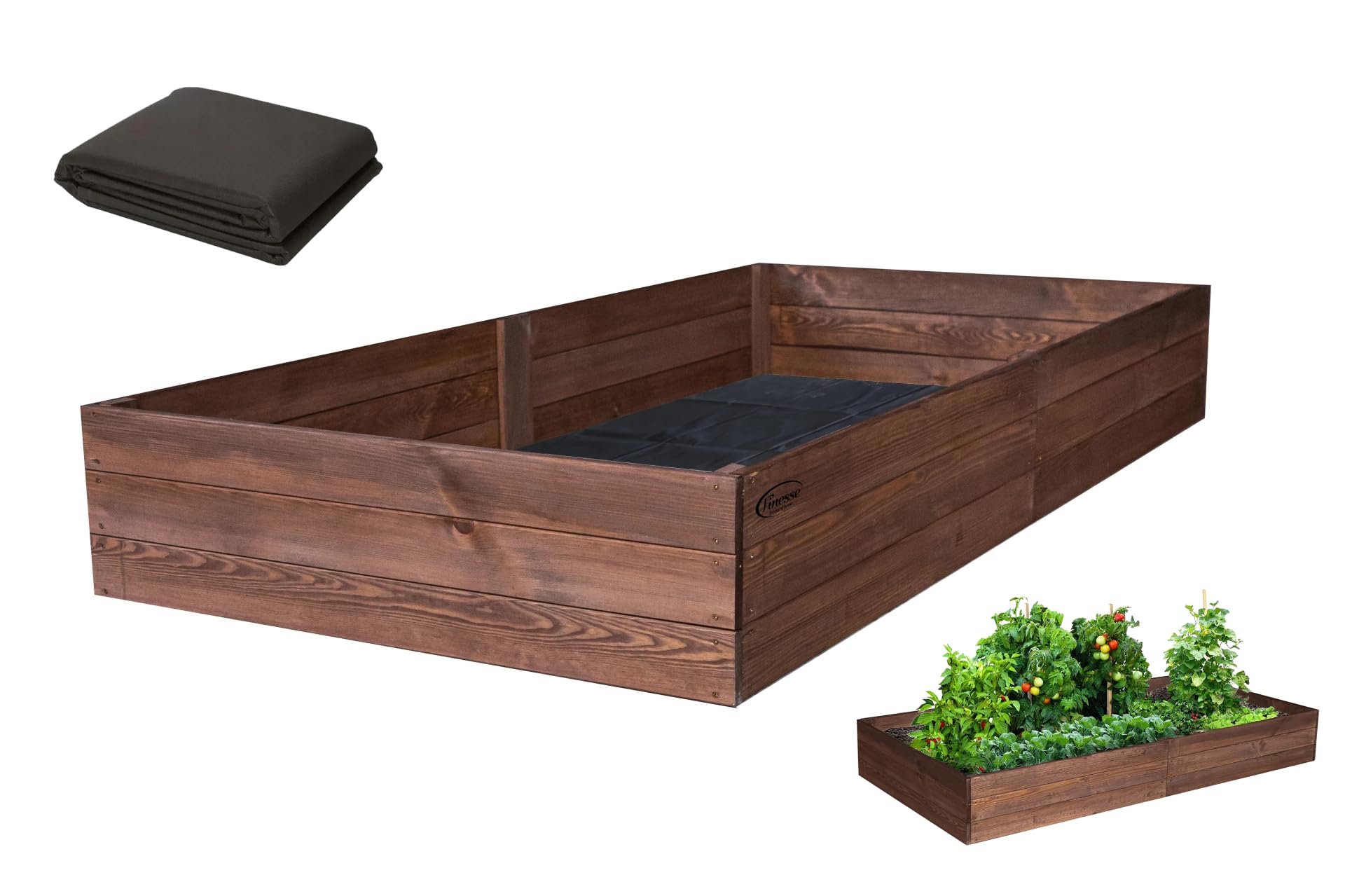 Finesse Jardinieres Exterieur - Carré Potager Extérieur en Bois IMPRÉGNÉ Robuste 120x80x27cm - Planches Pré-Perforées - Montage Facile - Feutre de Drainage Inclus