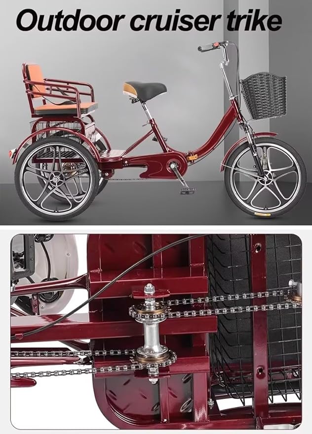 Triciclo plegable para adultos y niños, ruedas de acero miniatura 8