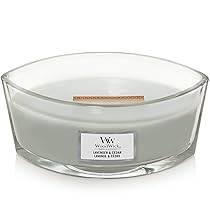 WoodWick Candela profumata Ellispe con stoppino crepitante | Lavender & Cedar | Durata della fragranza: fino a 50 ore