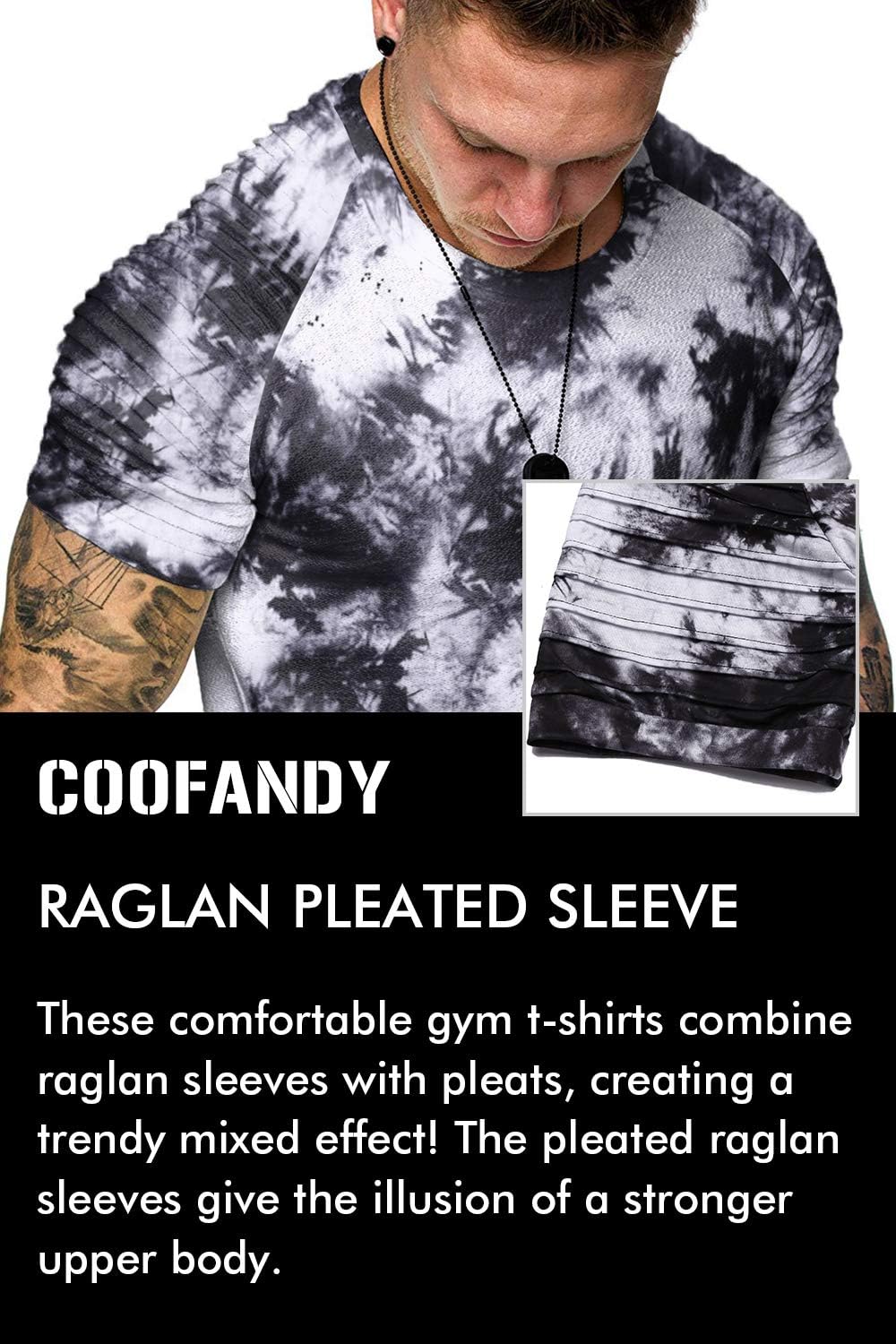 COOFANDY Men's Muscle T-Shirt Pleated Raglan Sleeve Bodybuilding Gym Tee Short Sleeve Fashion Workout Shirts Hipster Shirt - Image 5