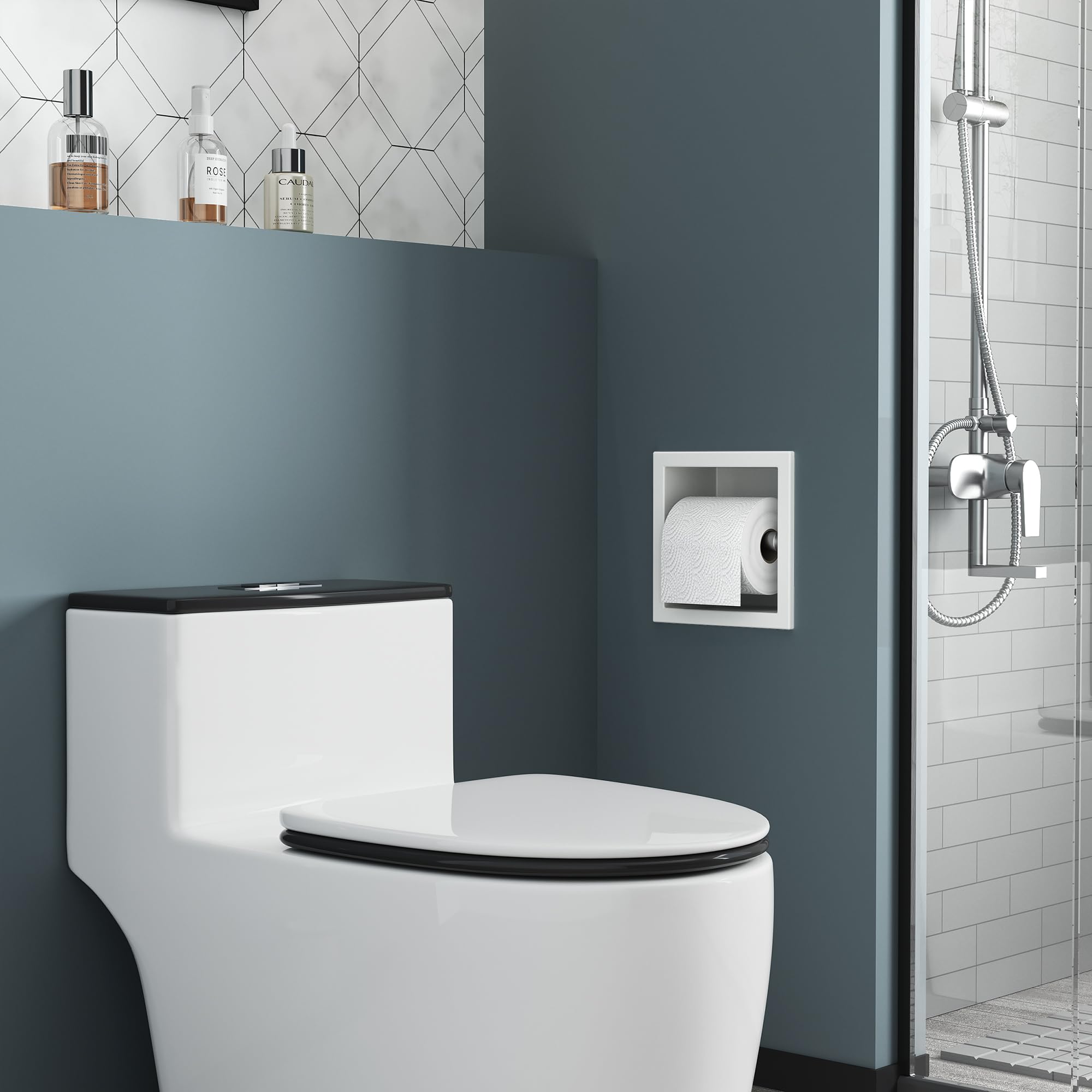 Neodrain Porta carta igienica da incasso in acciaio inox 304 porta rotolo di carta igienica a parete per bagno, bianco