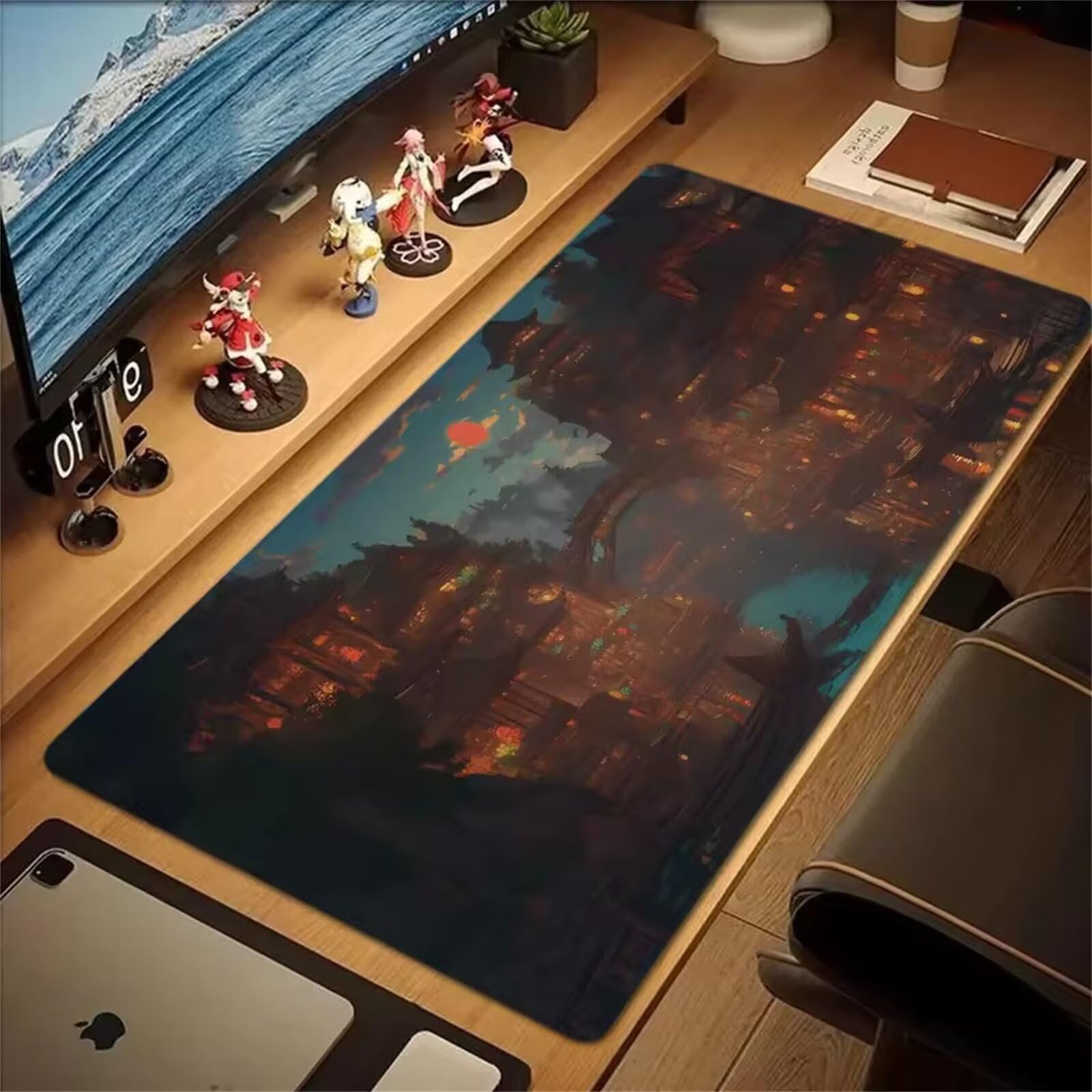 Alfombrilla Ratón Gaming XXL,1500x800x3mm Mouse Pad Gaming,Tapete Escritorio Grande con Bordes Cosidos y Base de Goma Antideslizante Mousepad para Jugadores,PC,Oficina,Hogar(Puente de Arquitectura)