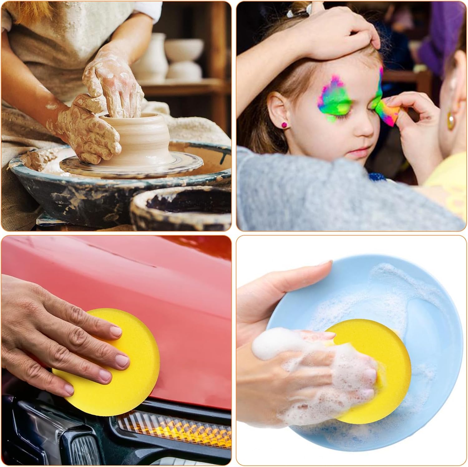 70 Pcs Round Painting Sponge 3Inch Yellow Synthetic Sponge Watercolors Artist Sponge for Painting, Ceramics, Pottery Clay Art Crafts Household Use