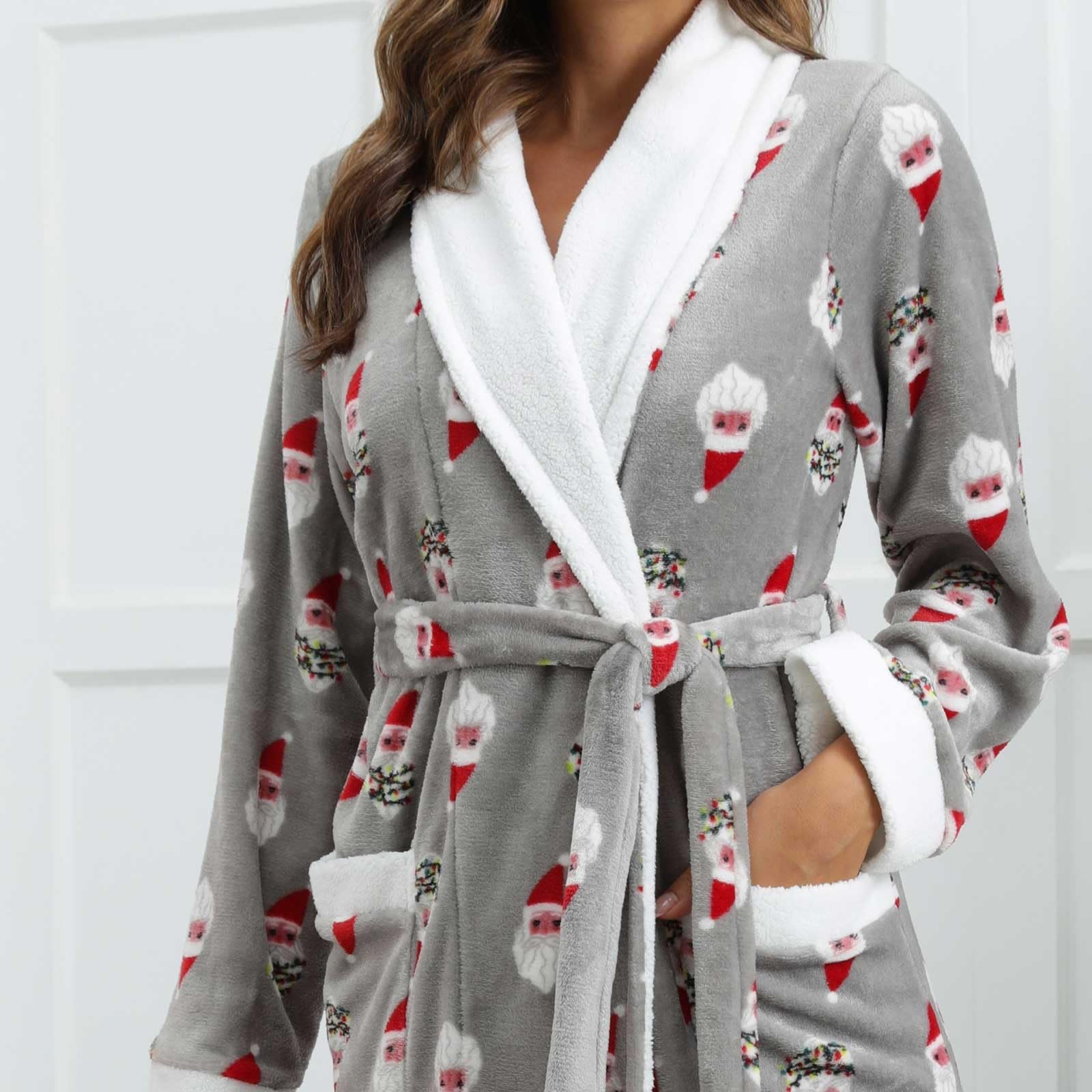 Generisch Pigiama da donna in pile di flanella, elegante, casual, da donna, con stampa di flanella, da notte, da casa, da donna