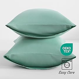 NTBAY Toddler Pillow Cases Set of 2, 2 Pack Brushed Microfiber 14x20 Pillow Cases, Soft, Wrinkle, Fade, Stain Resistant Mint Green Pillow Cases with Envelope Closure, 14x20 Inches, Mint Green