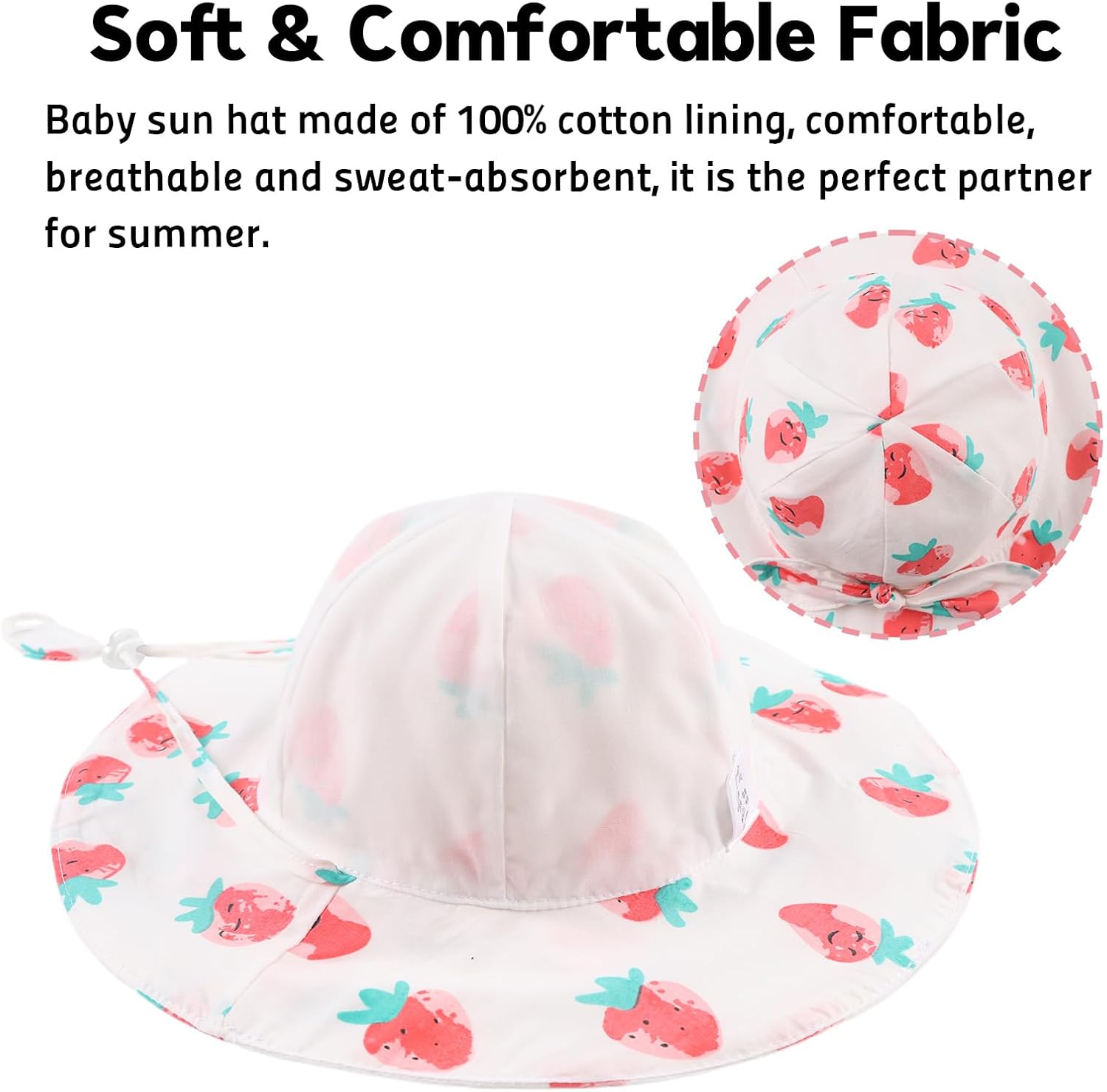 OMUKY Baby Sun Hat Toddler Bucket Hats UPF 50+ Sun Protection Summer Beach Hats Infant Wide Brim Hat - Image 4