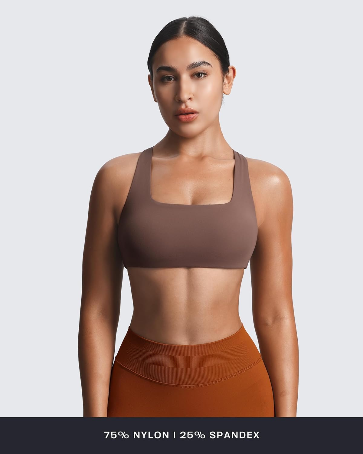 Aoxjox Women's Workout Sports Bras Square Neck Emma Cross Back Fitness Training Gym Bra Yoga Crop Tank - Image 5