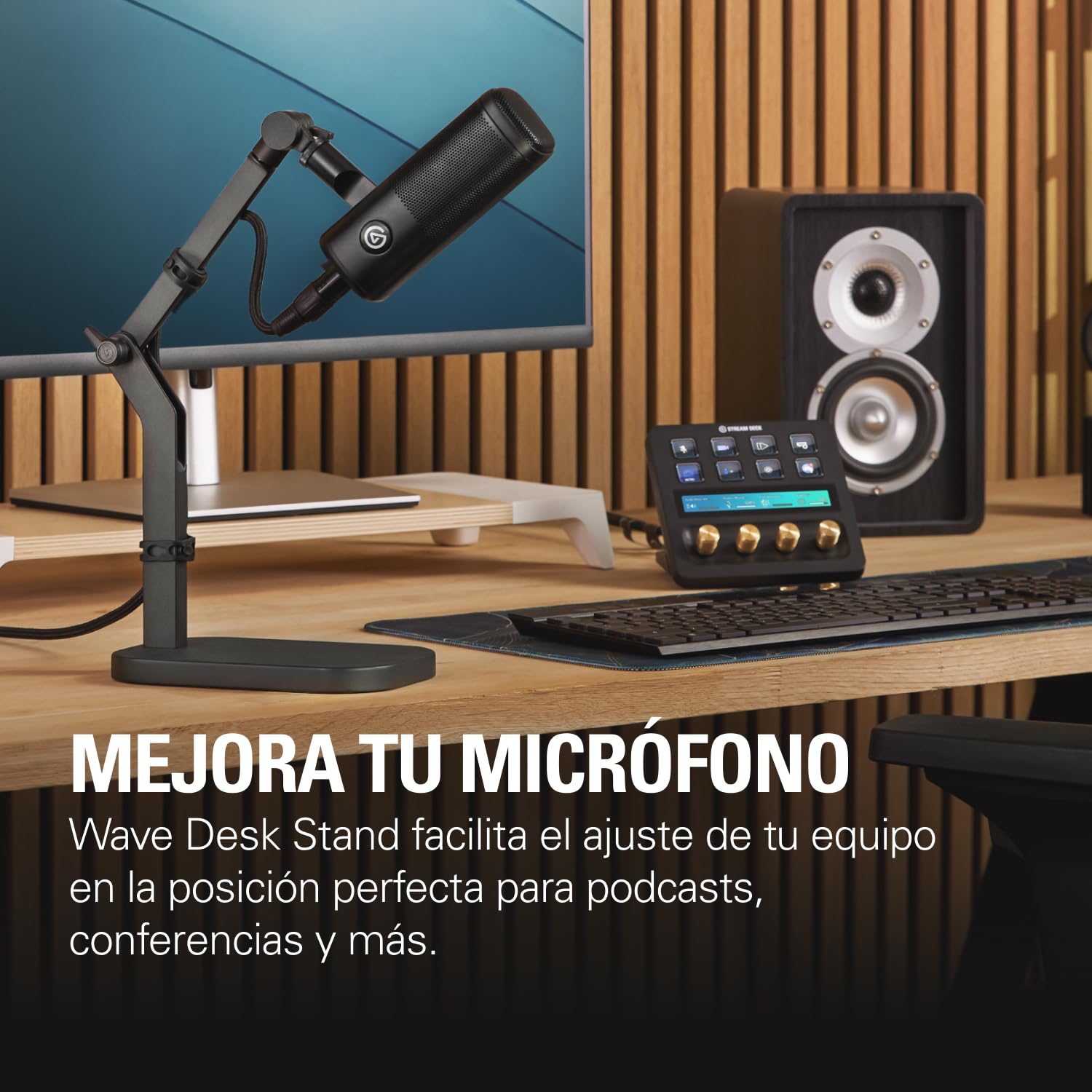 Elgato Wave Desk Stand, Soporte Ajustable | Ajustable, compatible con HyperX, Rojo, Fifine, Shure, 1/4, 3/8 y 5/8 roscas, grabaciones/podcast