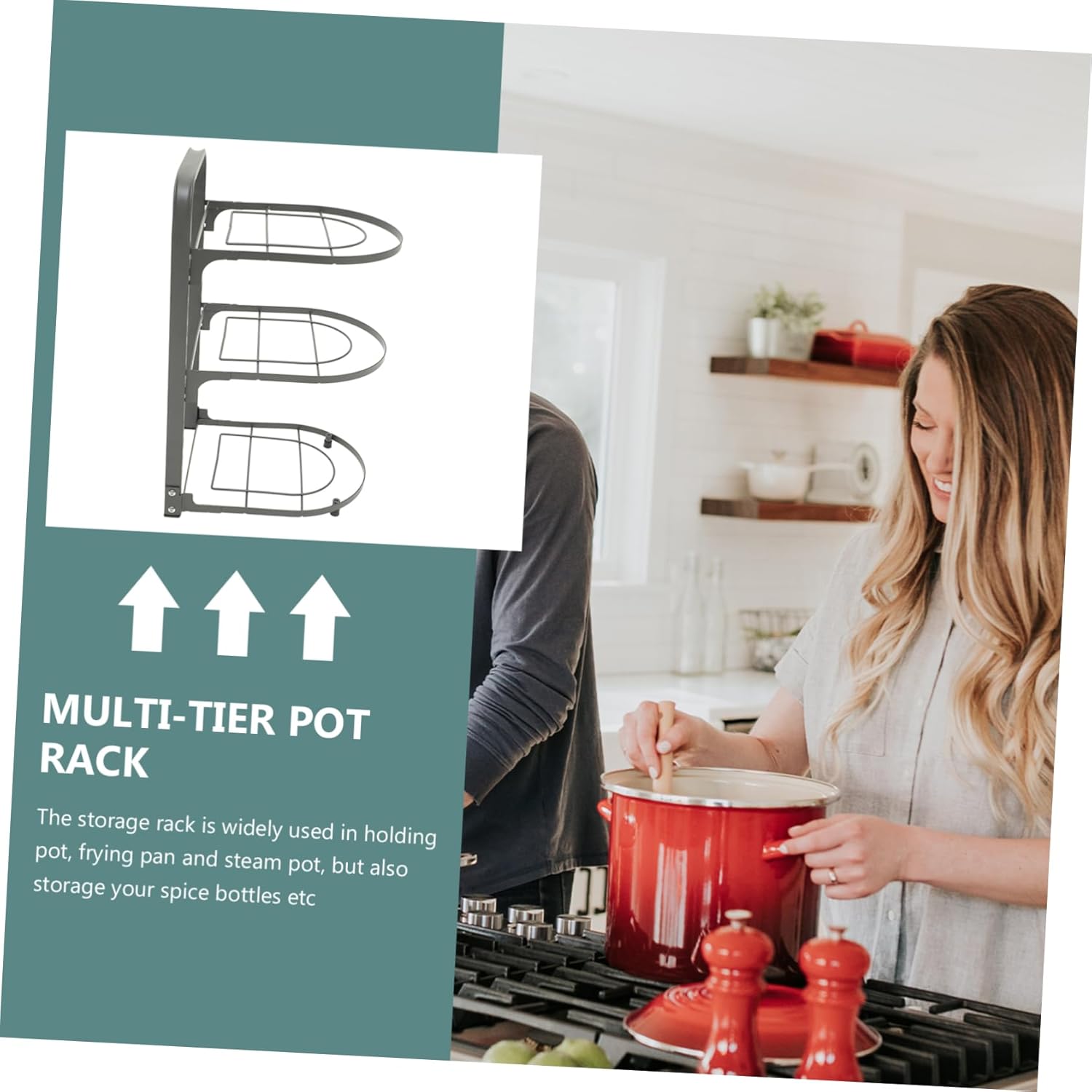 Mobestech Foldable Multi Pot Rack Space Saving Kitchen Organizer for Pots Pans Spice Bottles with Smooth Edges Efficient Under Sink Storage