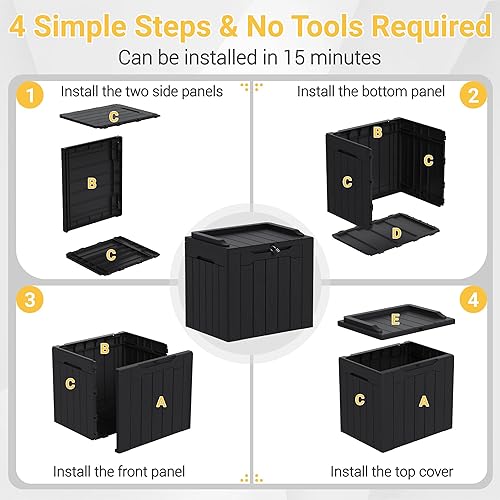 Miniatura 8 de Greesum Caja grande de resina de 31 galones para almacenamiento al aire libre para muebles de patio herramientas de jardín suministros de piscina