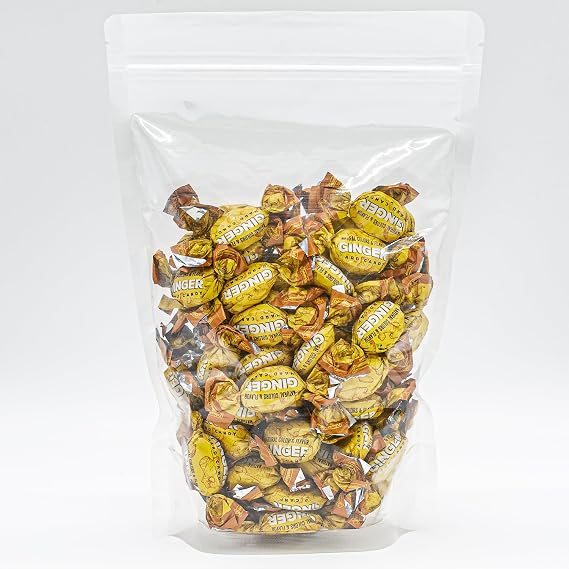GINGER Candy for Nausea Relief 5 lb Bulk Bag, Individually Wrapped, Natural Turmeric and Ginger, Gluten Free Candies