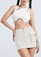 Minissaia cargo feminina Y2k Bodycon 2025 Shorts modernos com bolsos zíper e saia Bodycom
