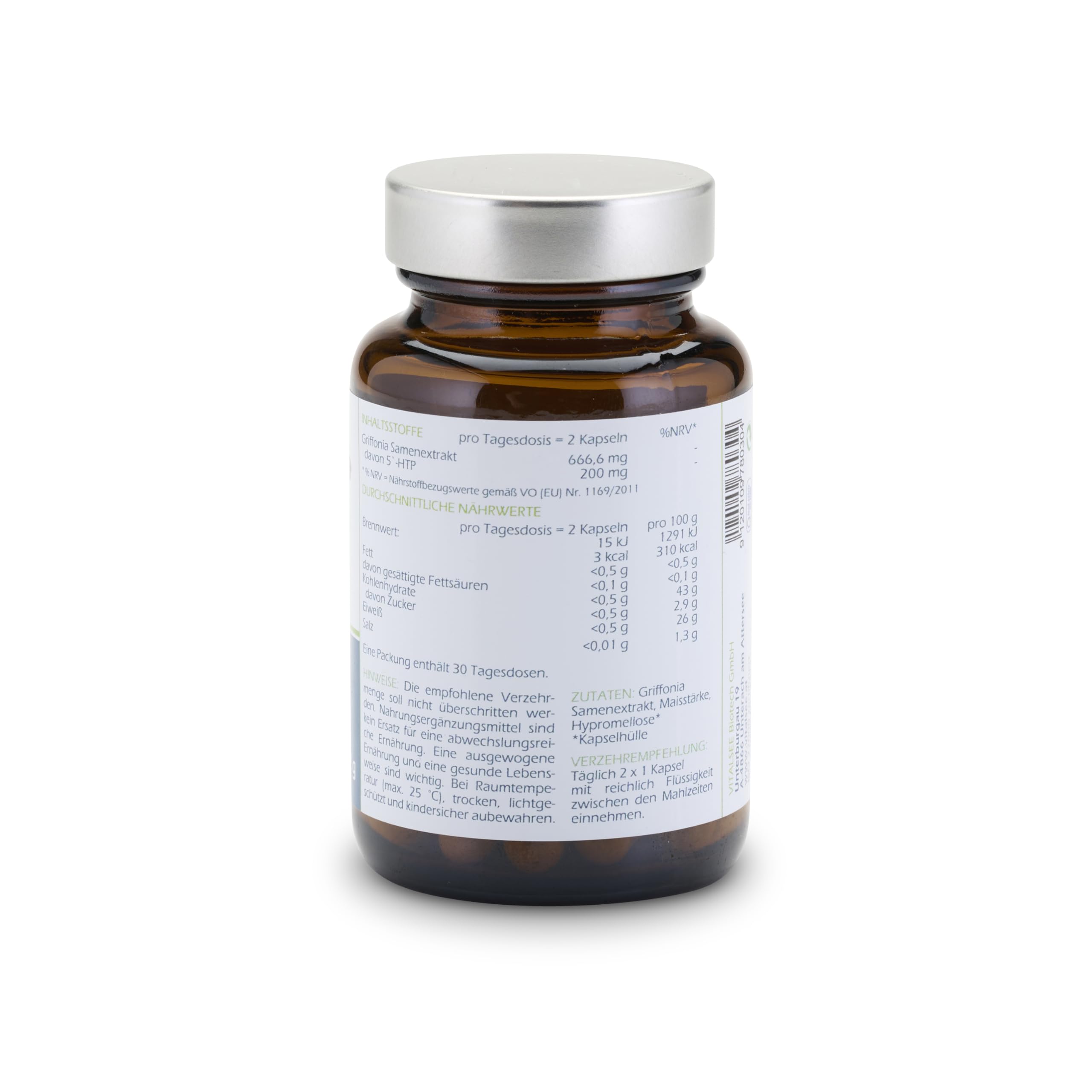 GRIFFONIA simplicifolia 333 Extrakt – 60 vegane Kapseln – Samenextrakt – glutenfrei, laktosefrei, ohne Zusätze – im Glas