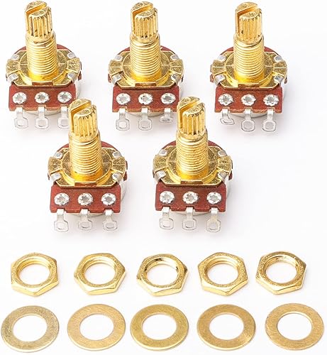 Miniatura 3 de Swhmc Potenciómetros de guitarra A250k de eje dividido Ollas cónicas de sonido Control de interruptor de tono para bajo eléctrico