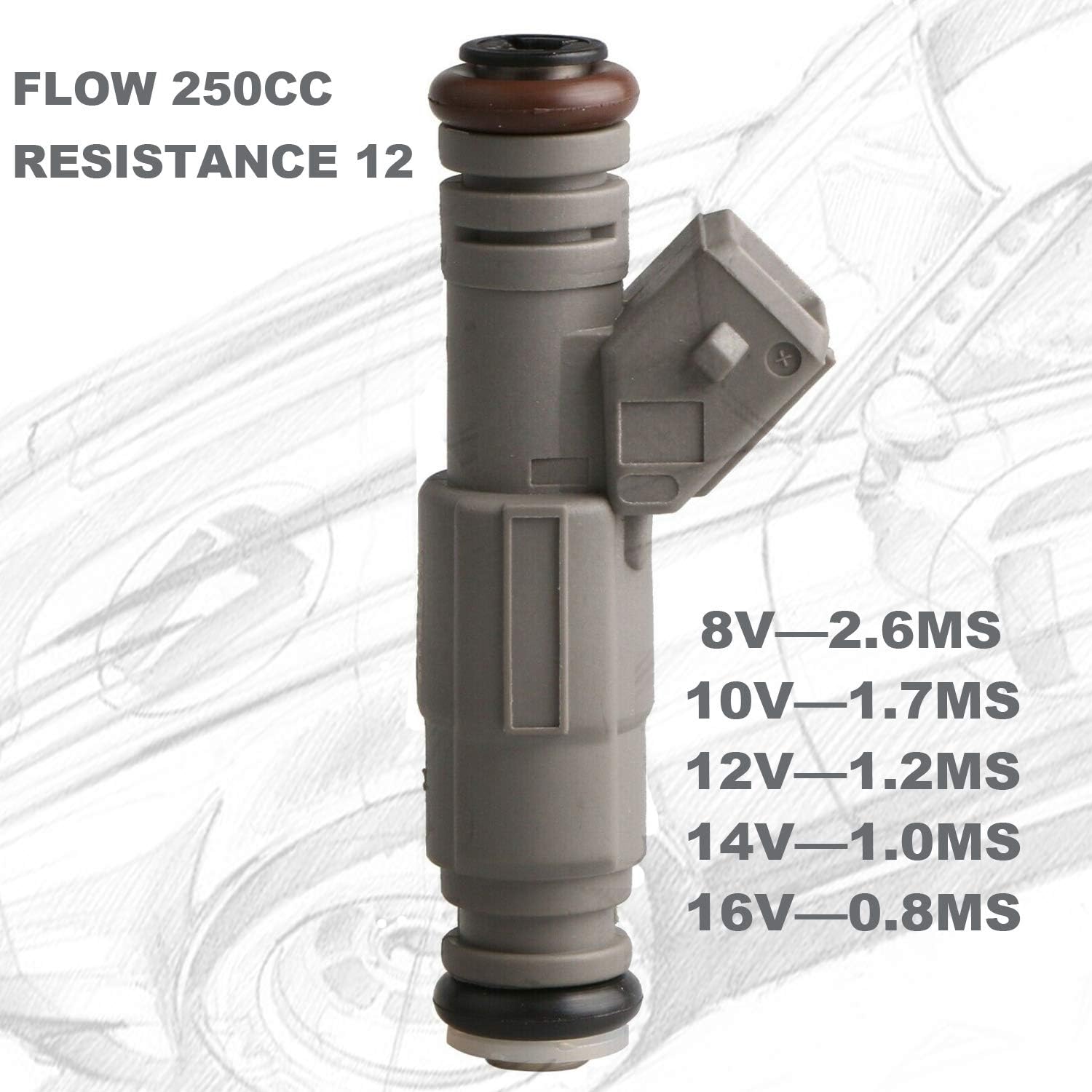 MOSTPLUS 0280155715 24LB 250cc 4 Holes Fuel Injectors Compatible forJeep Cherokee Dodge Dakota Ram Van 5.2 5.9 0280150947 0280150965 (8 sets)