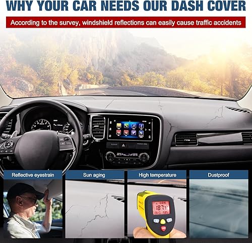 Miniatura 5 de BERKSYDE Tapete para cubierta de salpicadero compatible con Chrysler Town & Country 2011-2016 Town and Country 2011-2020 Dodge Grand Caravan