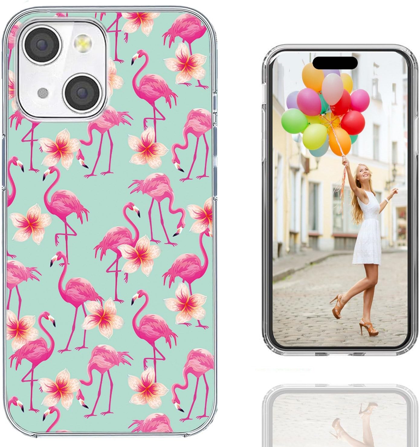 for iPhone 15 Case for Women Girl Men, Full Protective Shockproof Slim Soft TPU Clear Phone Cover Cases Design for iPhone 15 6.1,Cute Cartoon Animal Bird Pink Flamingo Flower Floral - Image 4