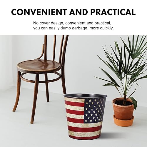 Miniatura 5 de Angoily Papelera vintage con bandera estadounidense, papelera retro para papel higiénico, para baño, dormitorio, oficina