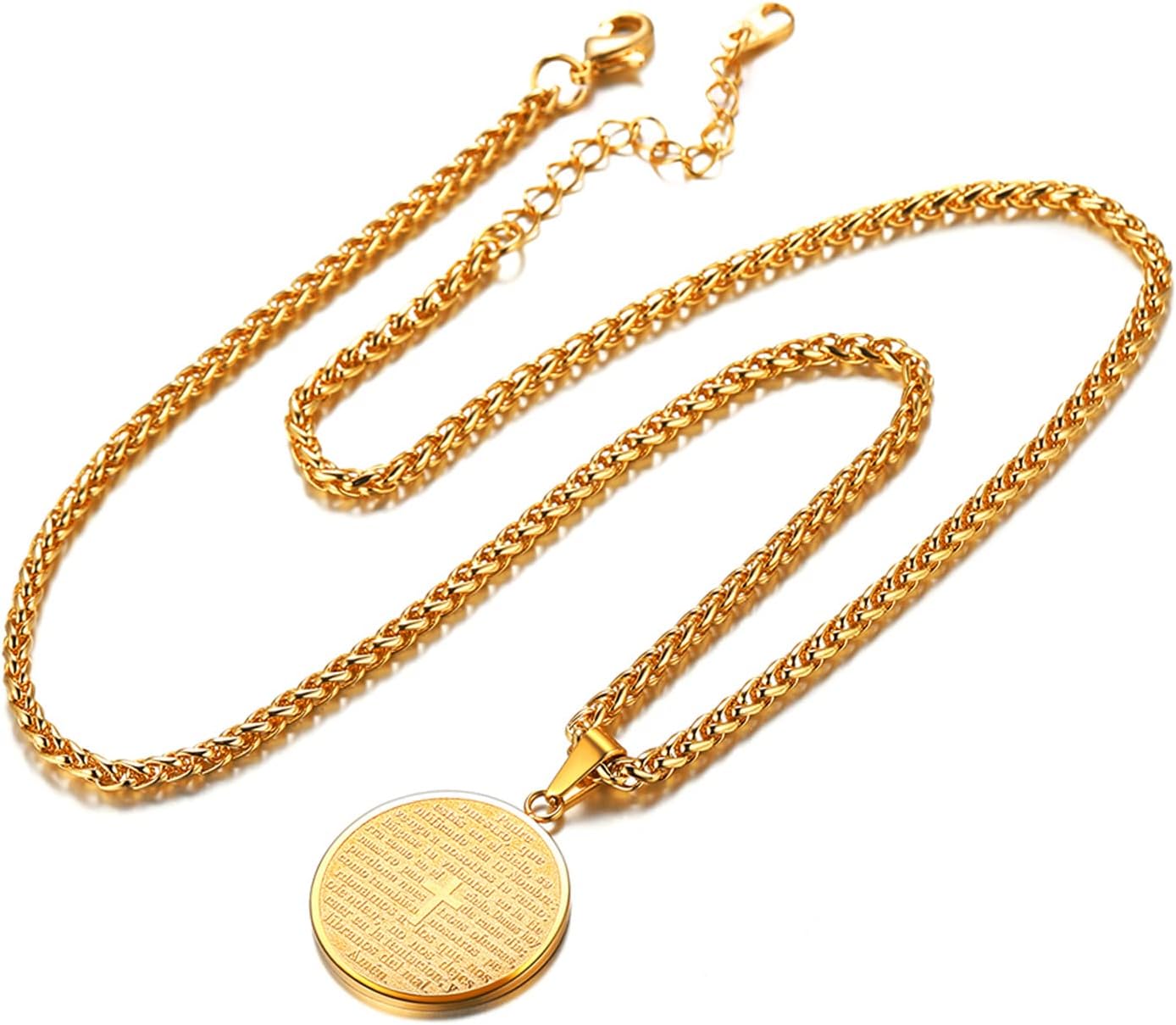 U7 Stainless Steel Cross Necklace for Women Men 18K Gold Plated Crucifix Cross Pendant Necklaces with Leather Rope - Image 7