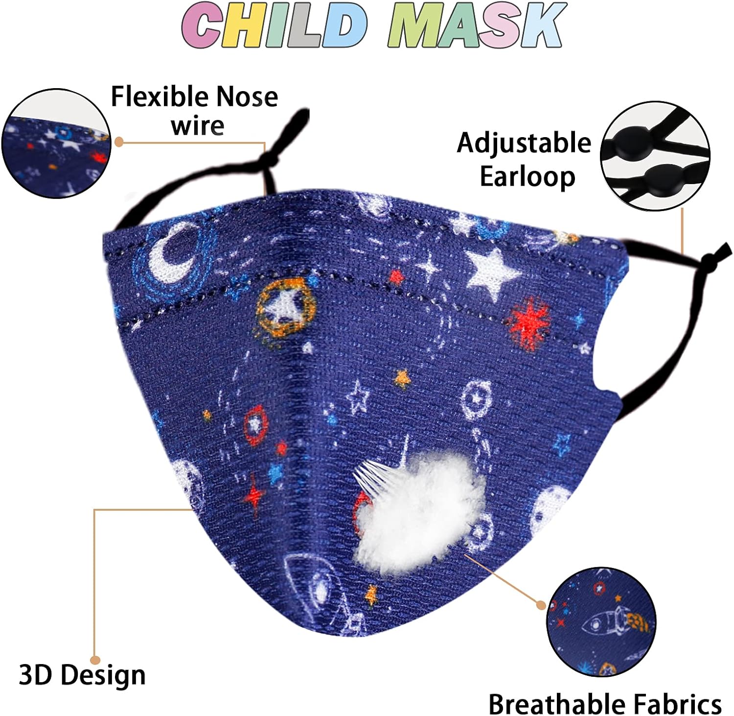Cloth Sports Face Mask, Reusable Breathable Summer Washable Adjustable Designer Cotton Fabric Facemask madks Cover with Nose Wire, Dinosaur Cute Facemasks Mascarillas Para Niños